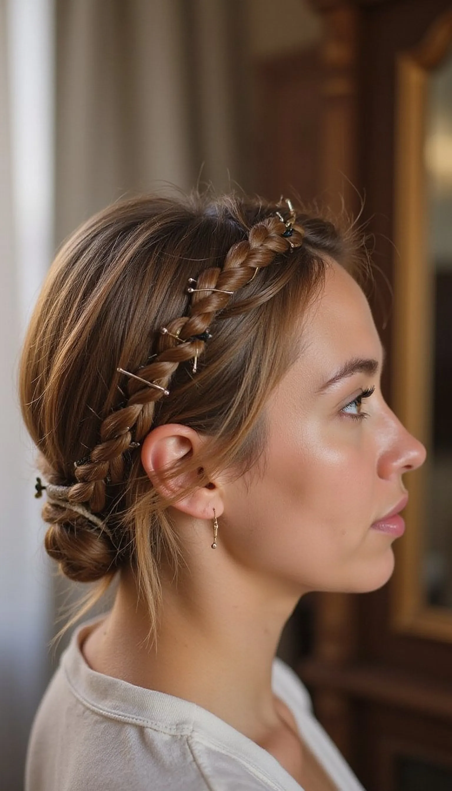 Tucked Halo Braid Around The Nape