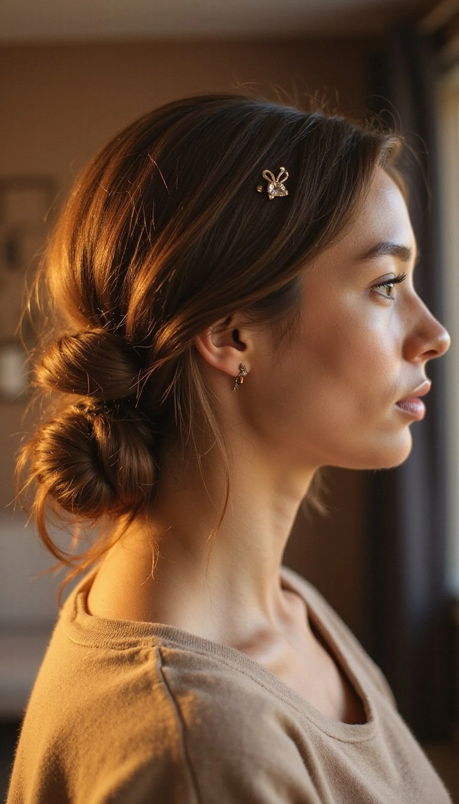 Twisted Low Knot With Decorative Pins