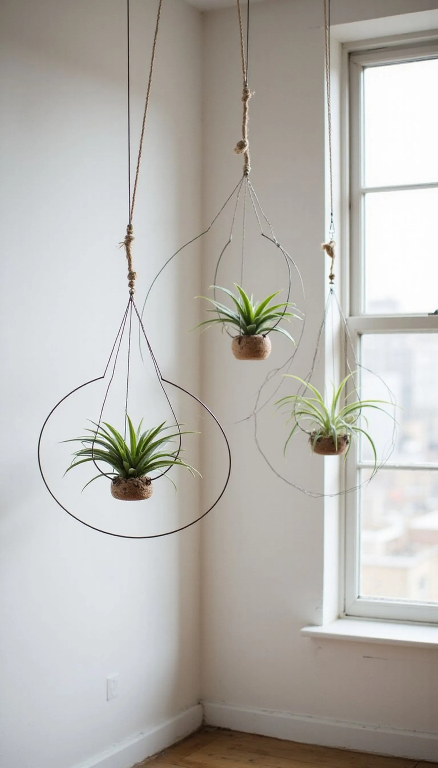 Hoop plant wall: airy rings with air plants