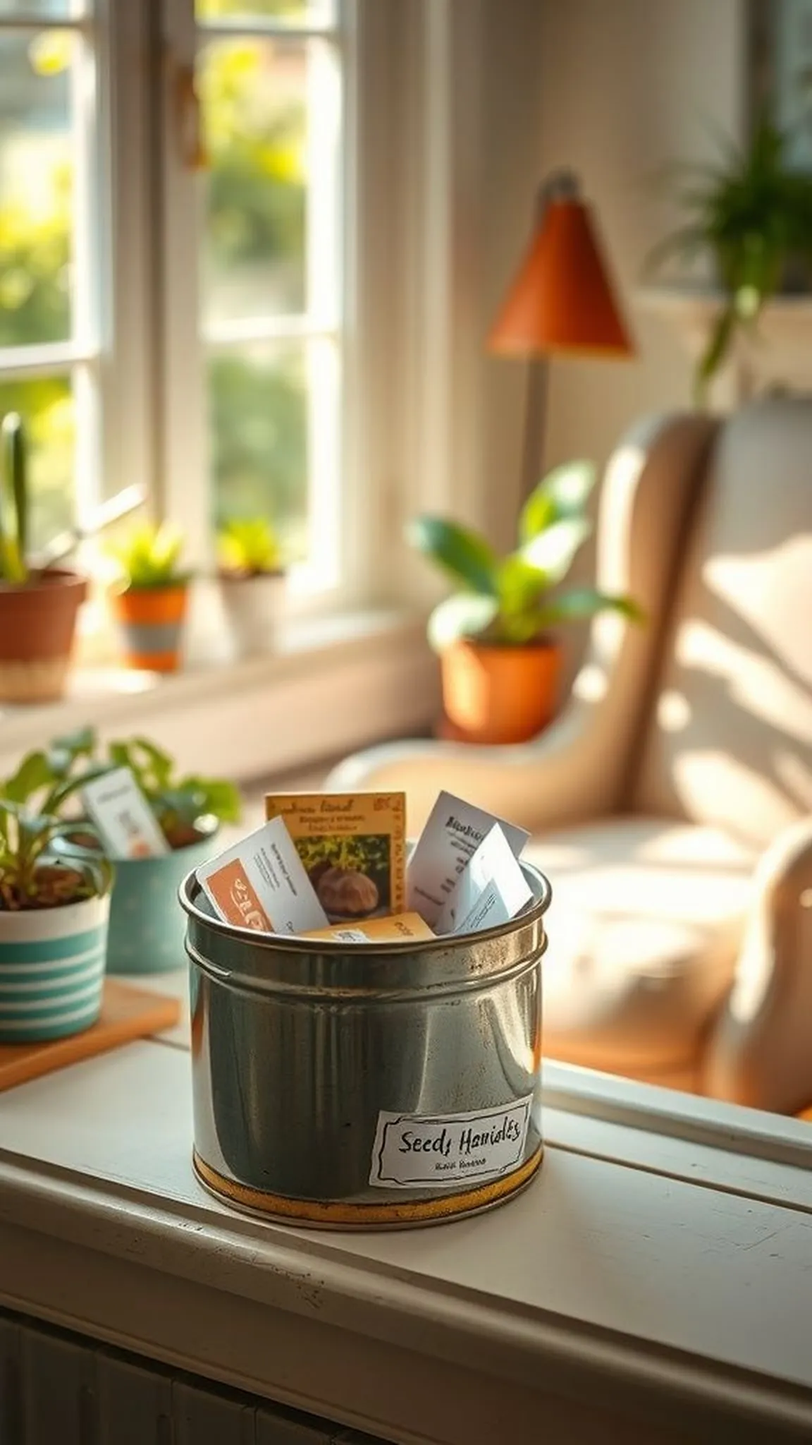 Seed packet organizer for a sunny sill
