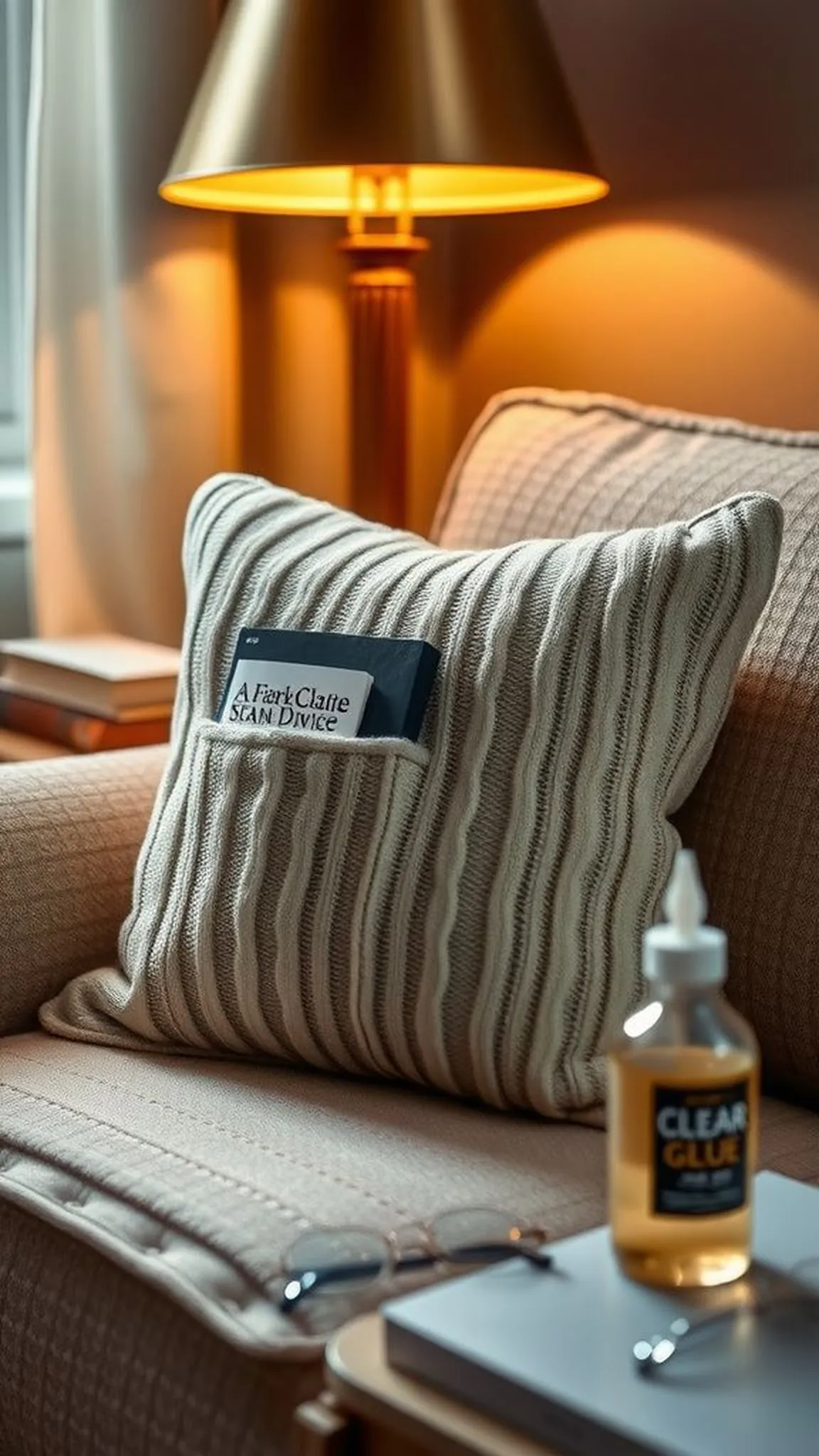 Cuff pocket pillow with a handy stash pocket