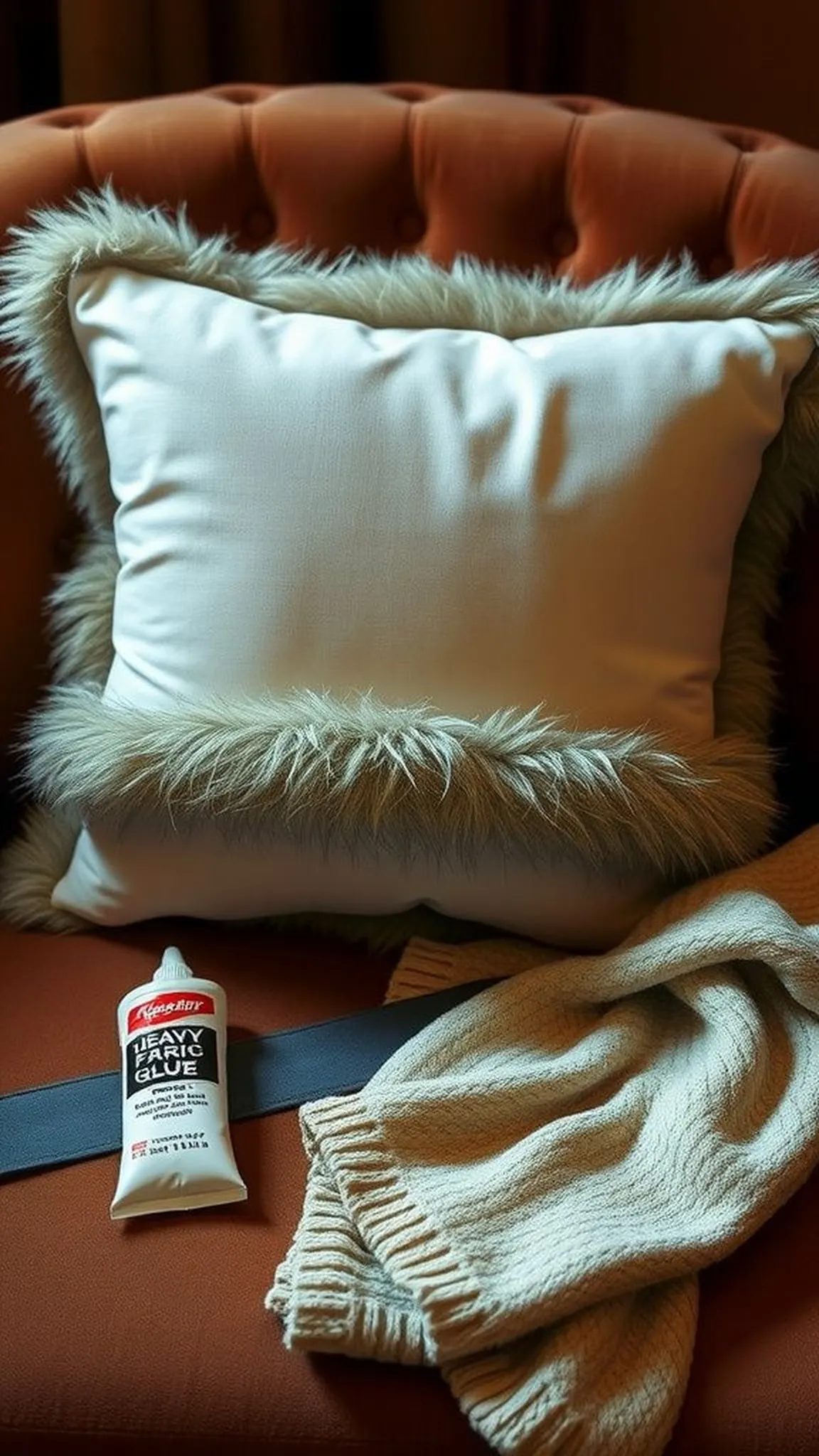 Faux-fur collar accent pillow for luxe texture