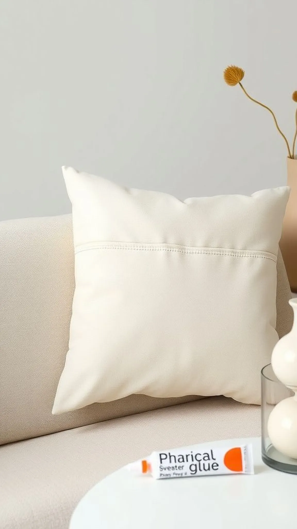Minimalist inset pocket pillow with visible seam