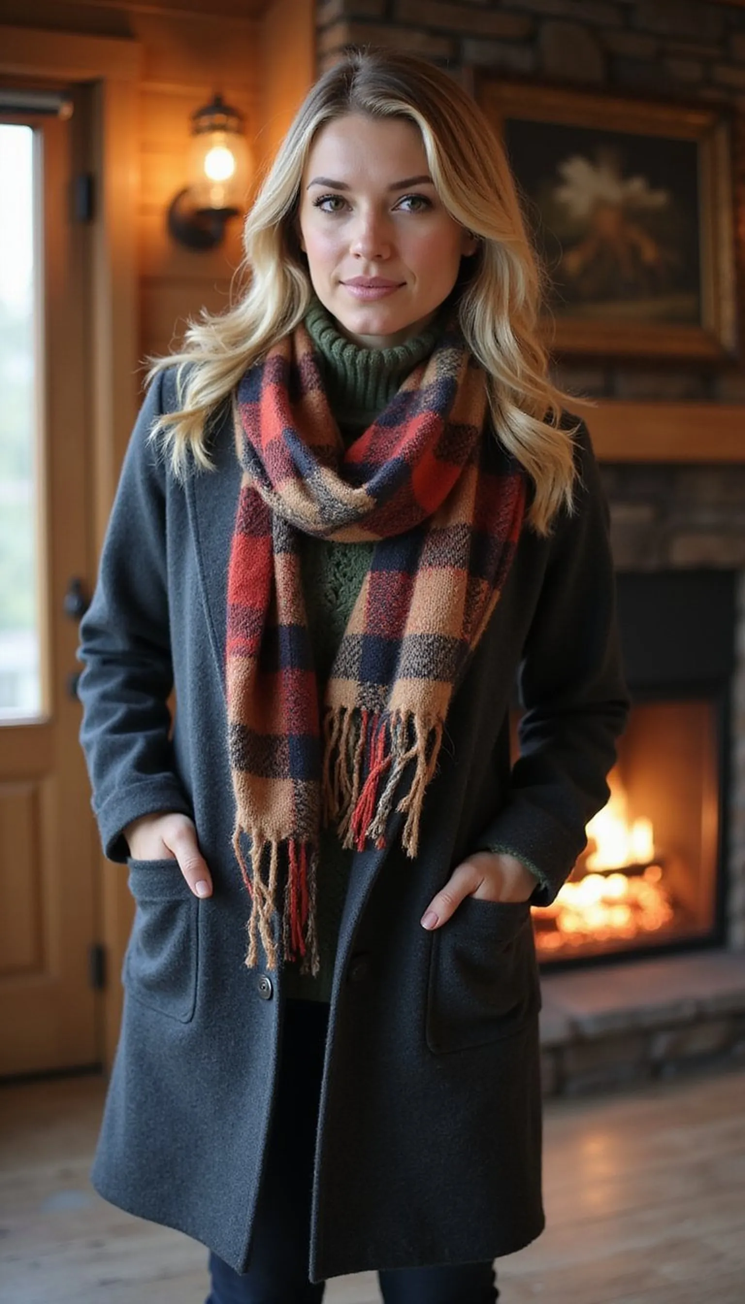 Plaid blanket scarf for instant cabin vibes