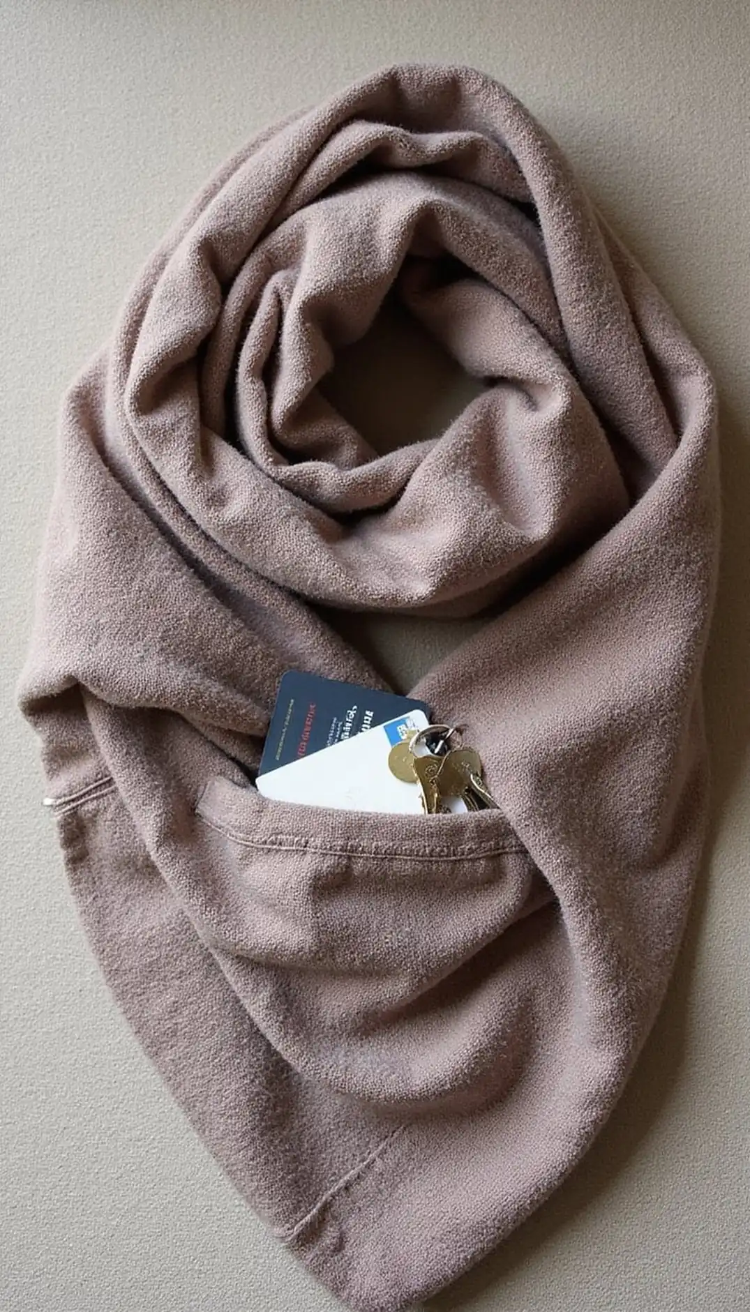 Hidden-pocket scarf: warmth and safe storage