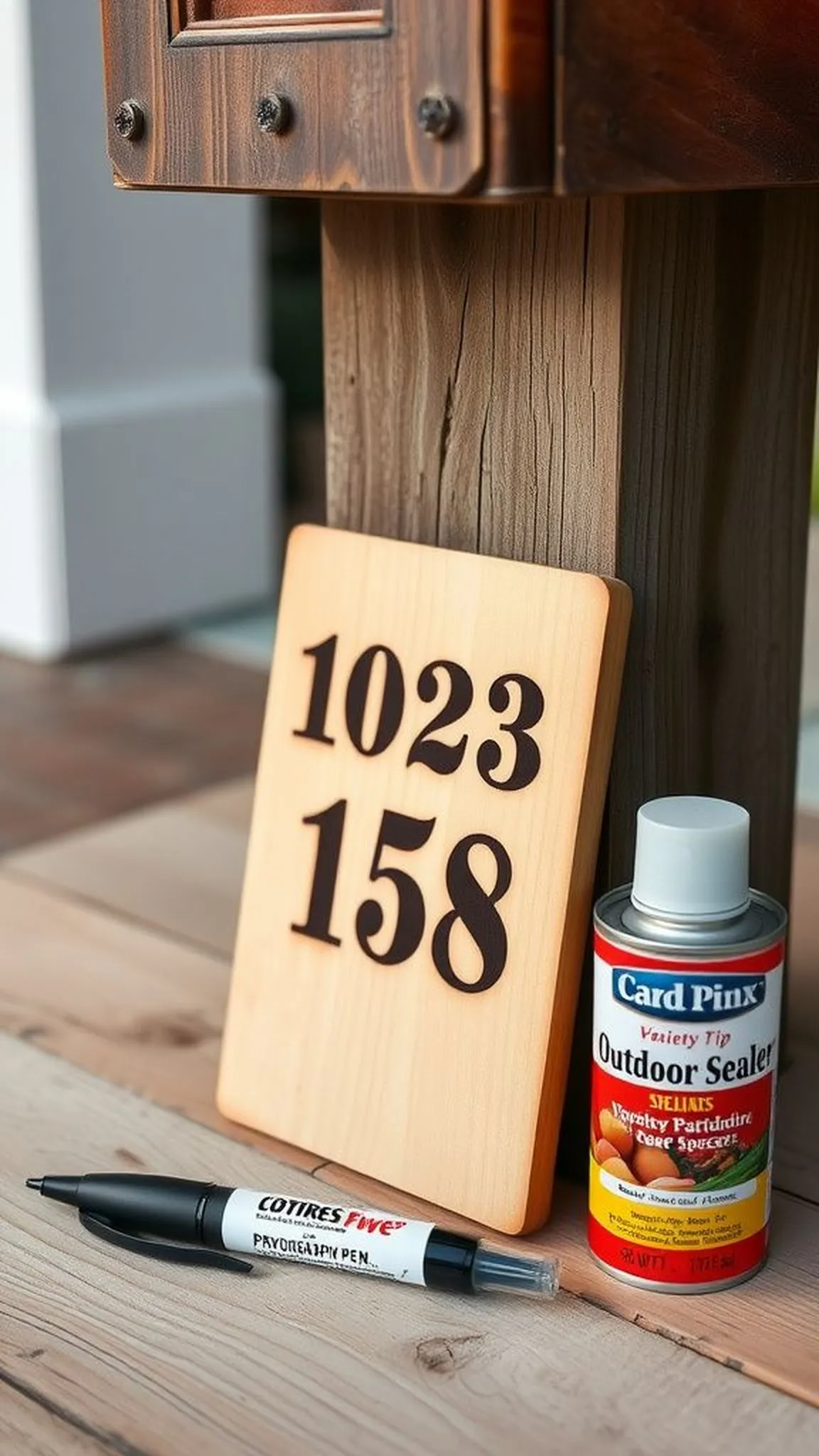 Personalized wooden address tag for mailbox post