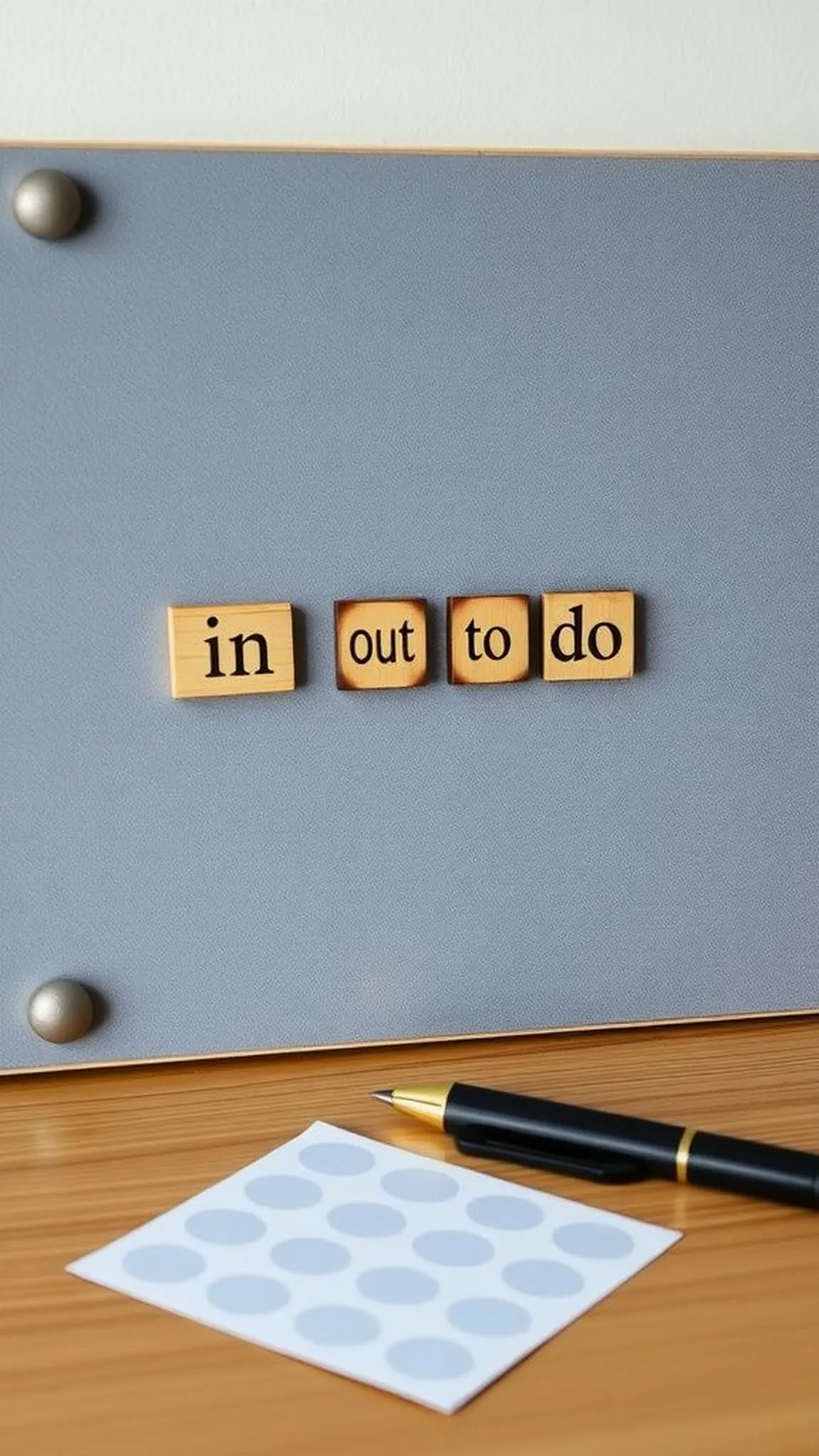 Tiny burned sign magnets for office organization