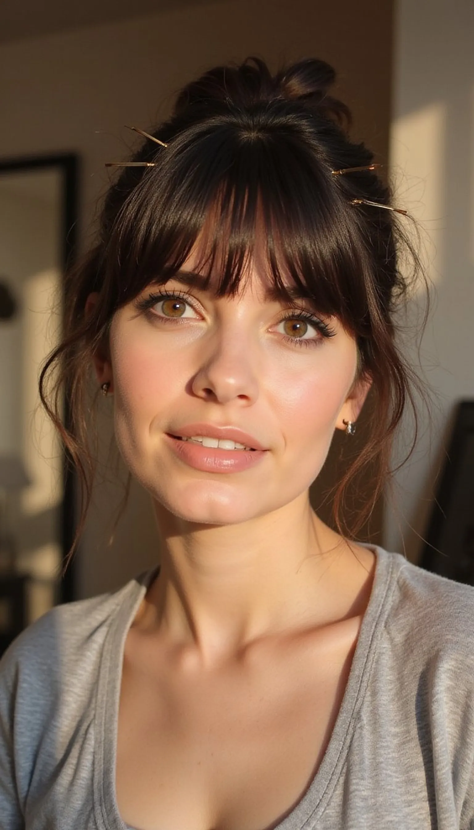 Faux Bangs Secured With Bobby Pins