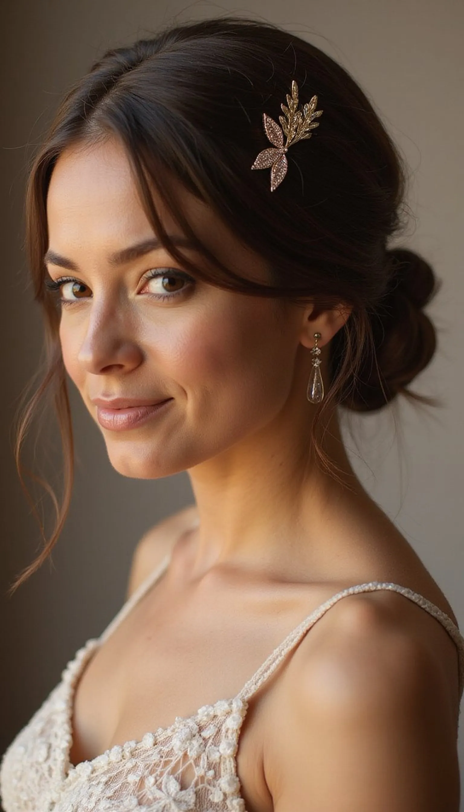 Low Chignon With Sleek Hair Pin Detail