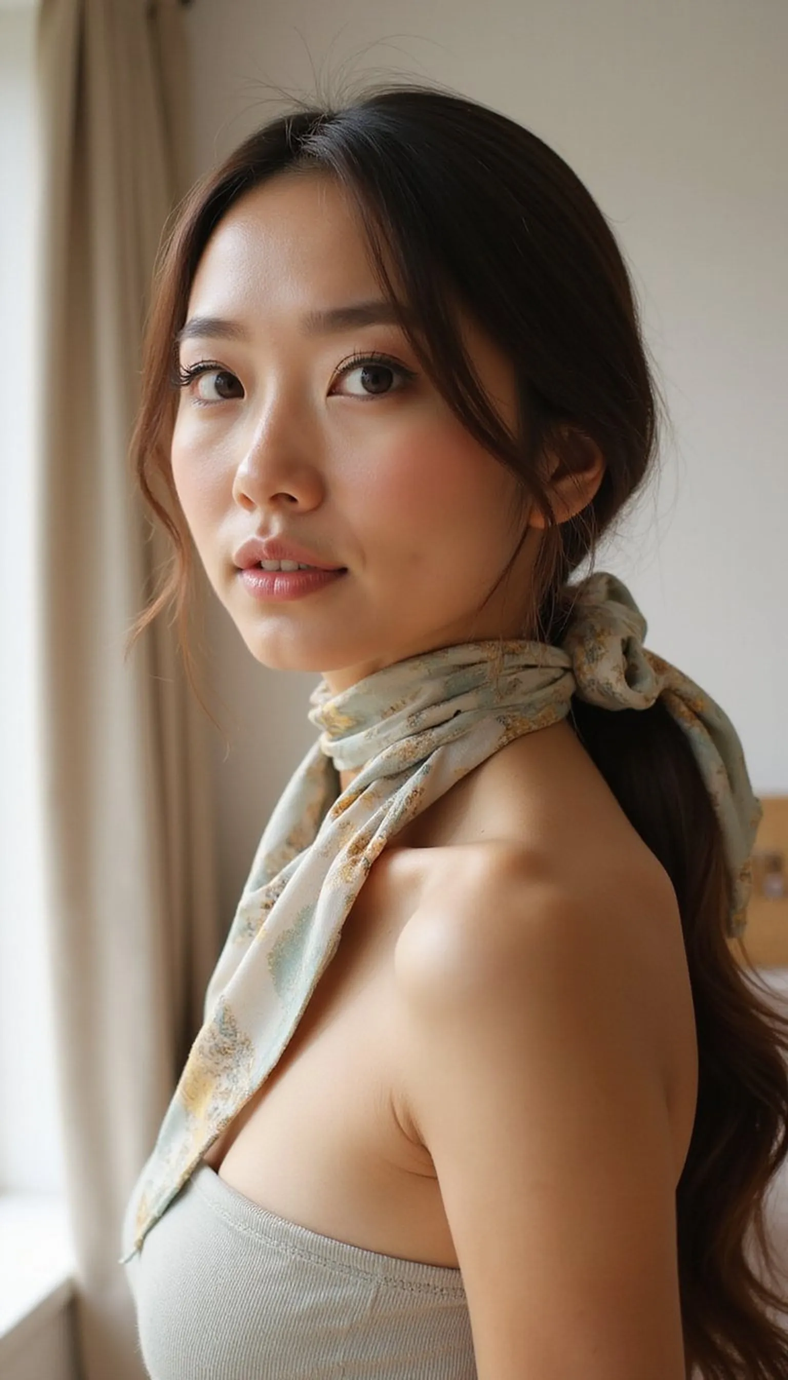 Low Pony With Silk Scarf Bow Accent