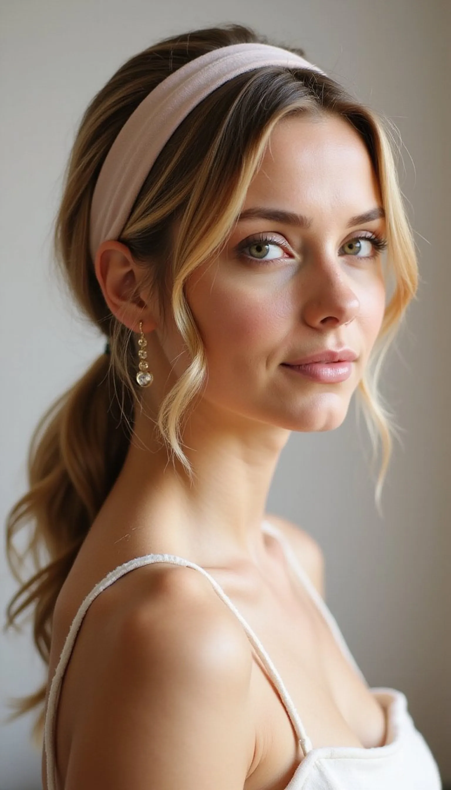Side-Swept Low Pony With Smooth Headband