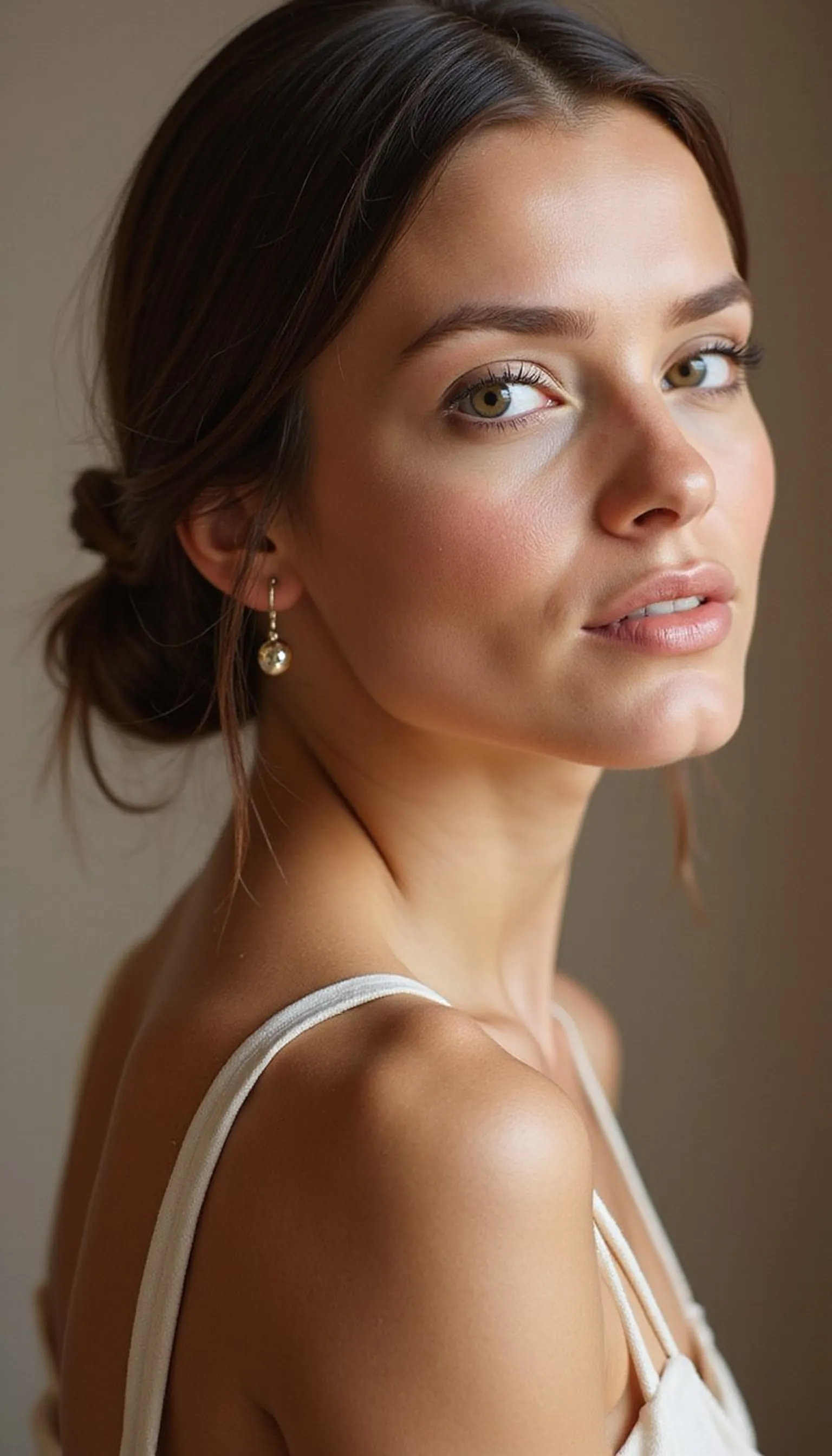 Sleek Low Bun With Face-Framing Tendrils