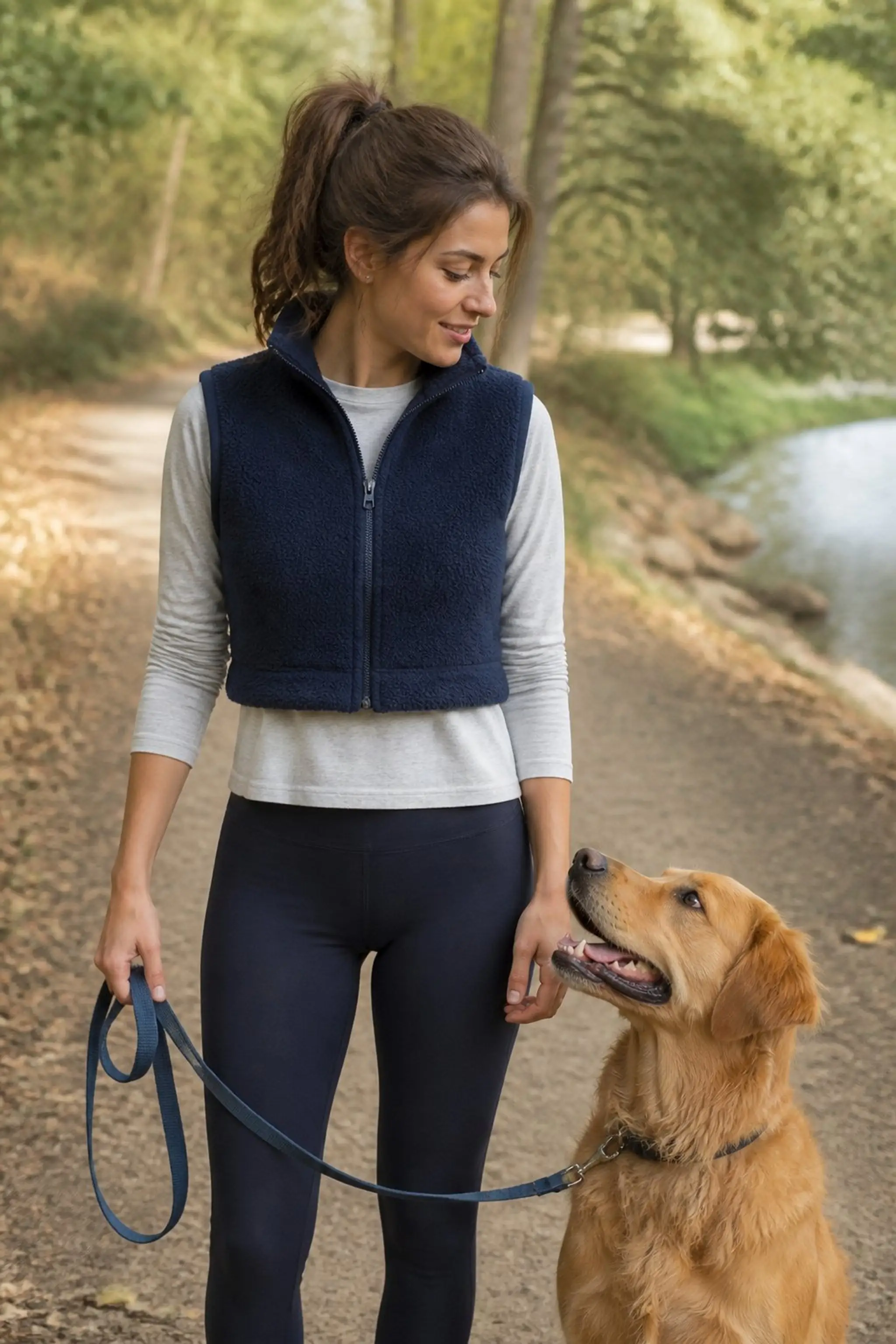 Cropped fleece vest for warmth without bulk