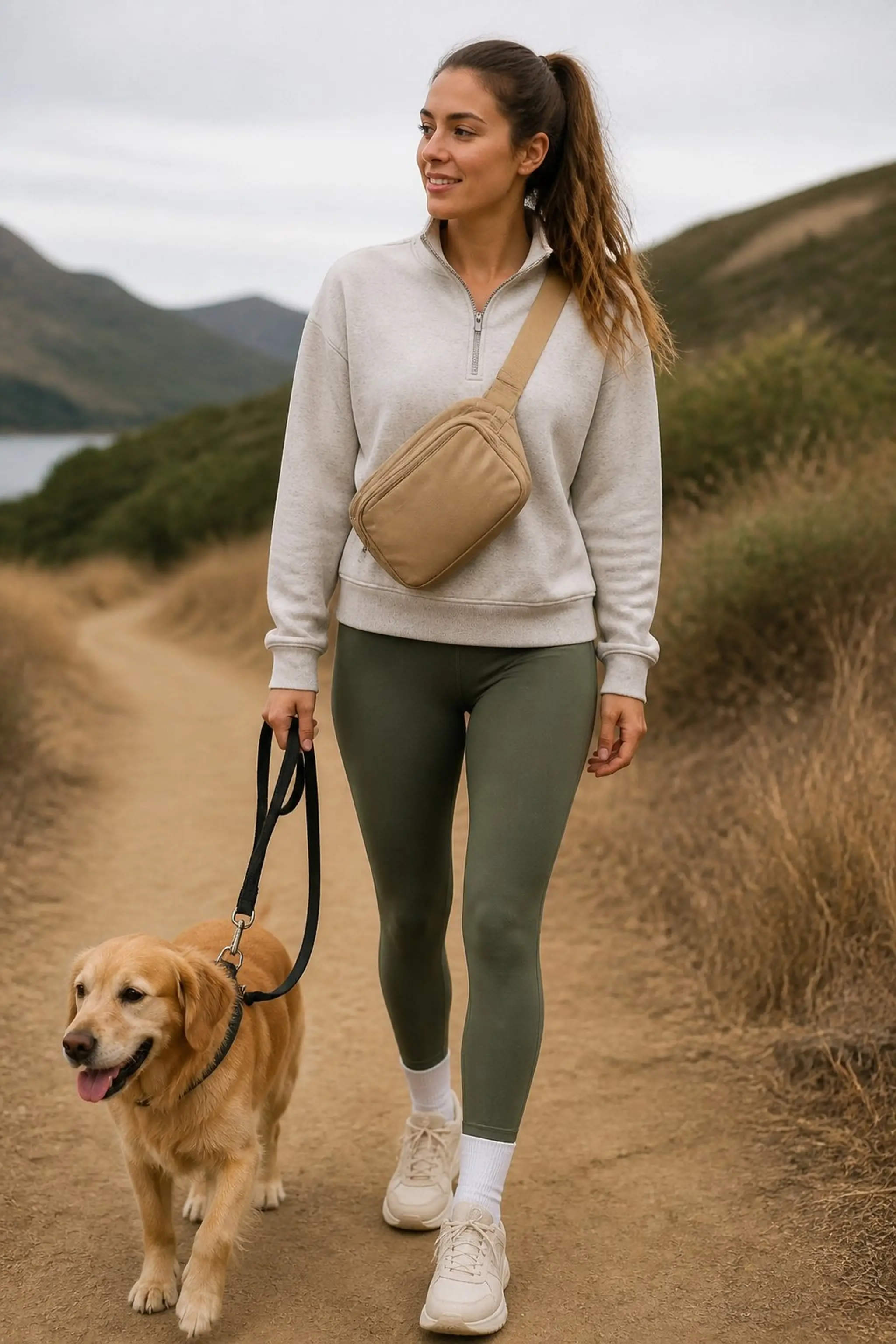 Crossbody leash bag for hands-free convenience