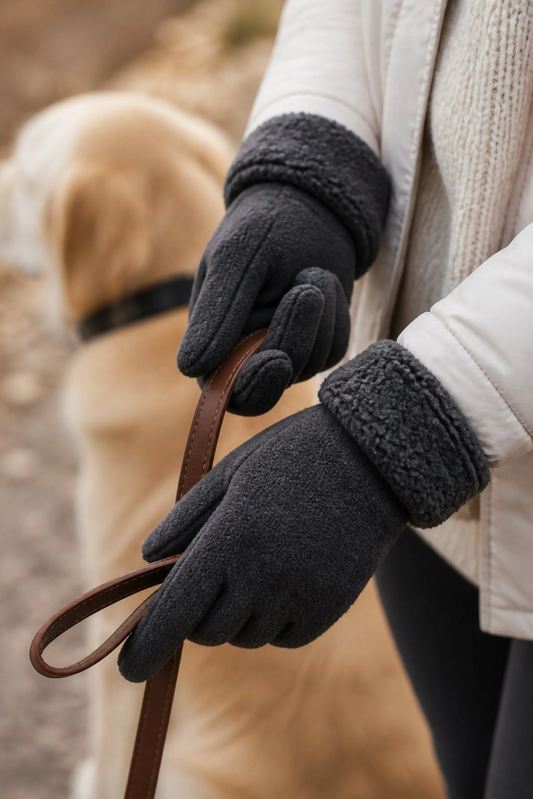 Fleece-lined gloves with touchscreen fingertips