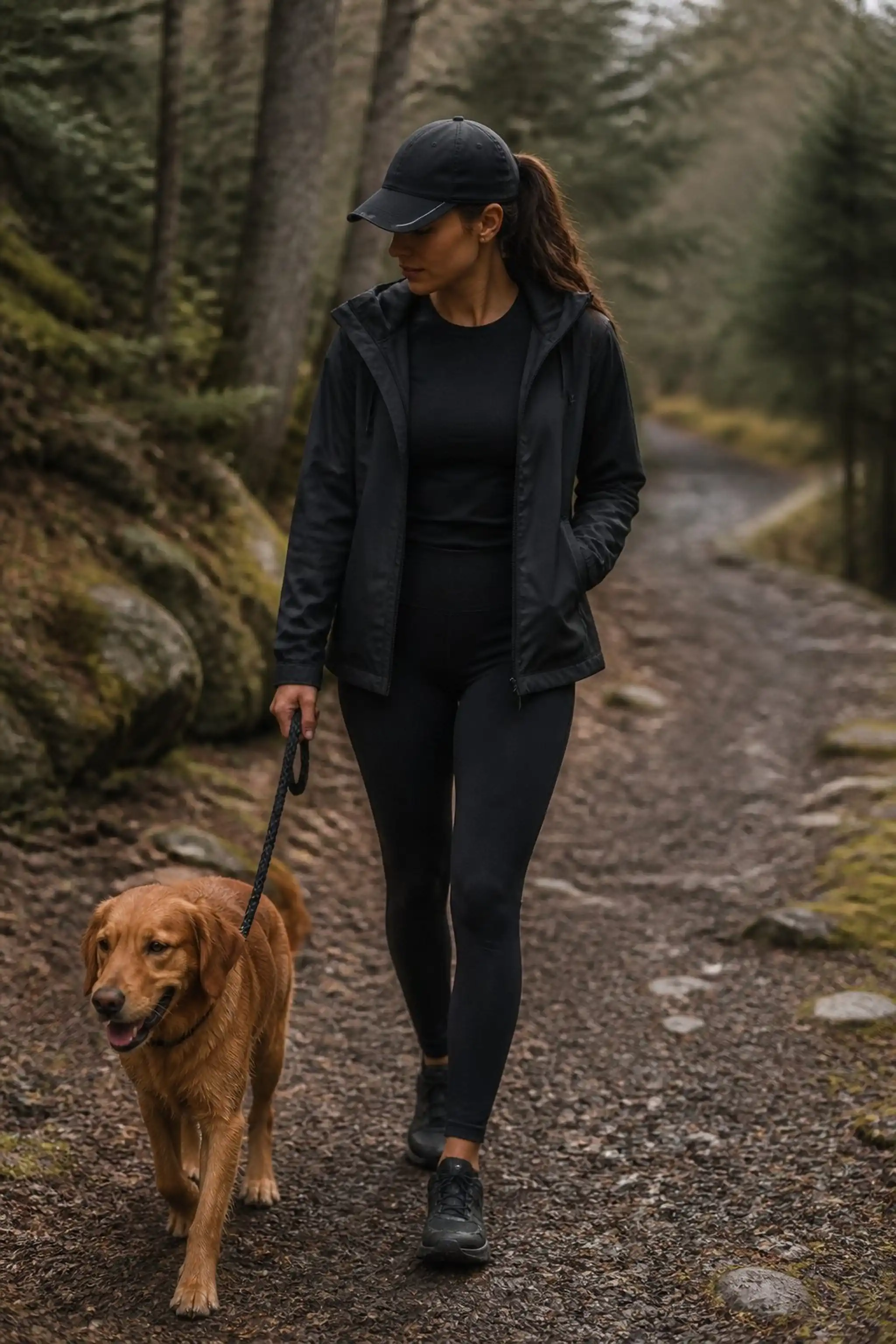 Reflective dog-walking cap for sun and safety