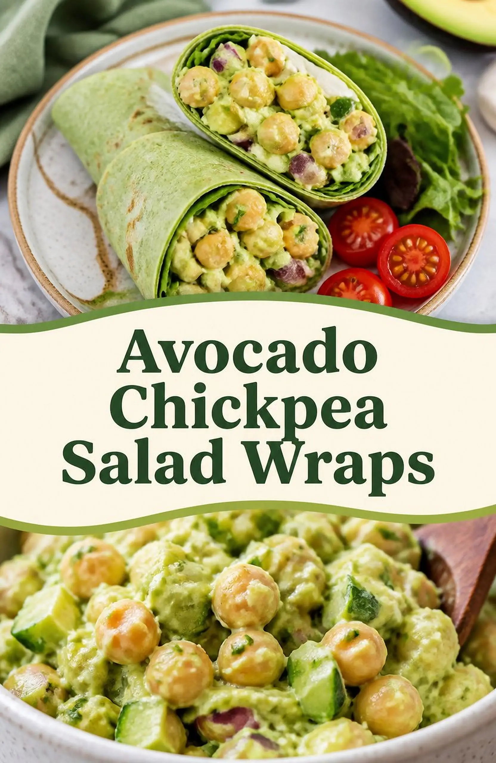 Avocado Chickpea Salad Wraps - save this recipe pin for later