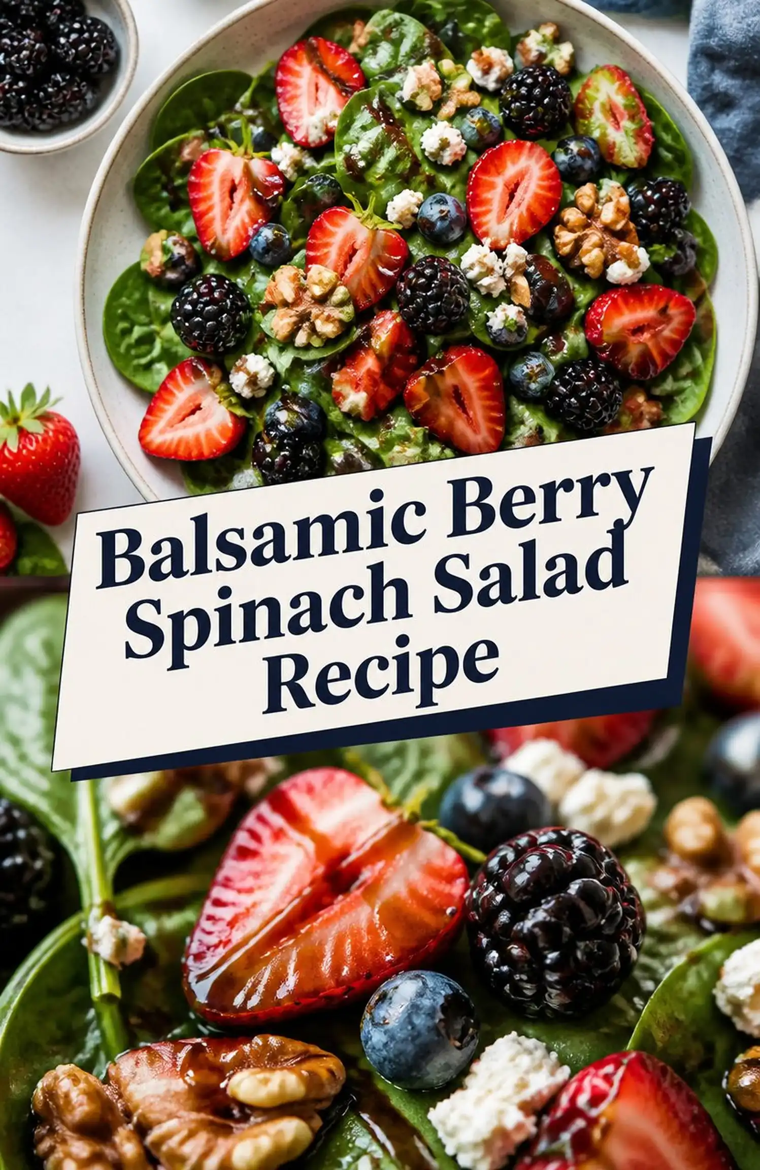 Balsamic Berry Spinach Salad Recipe - close-up of the finished dish