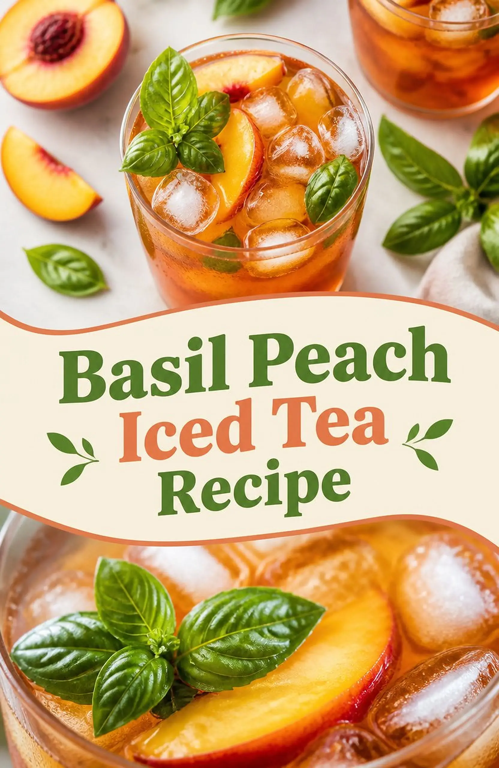 Basil Peach Iced Tea Recipe - save this recipe pin for later