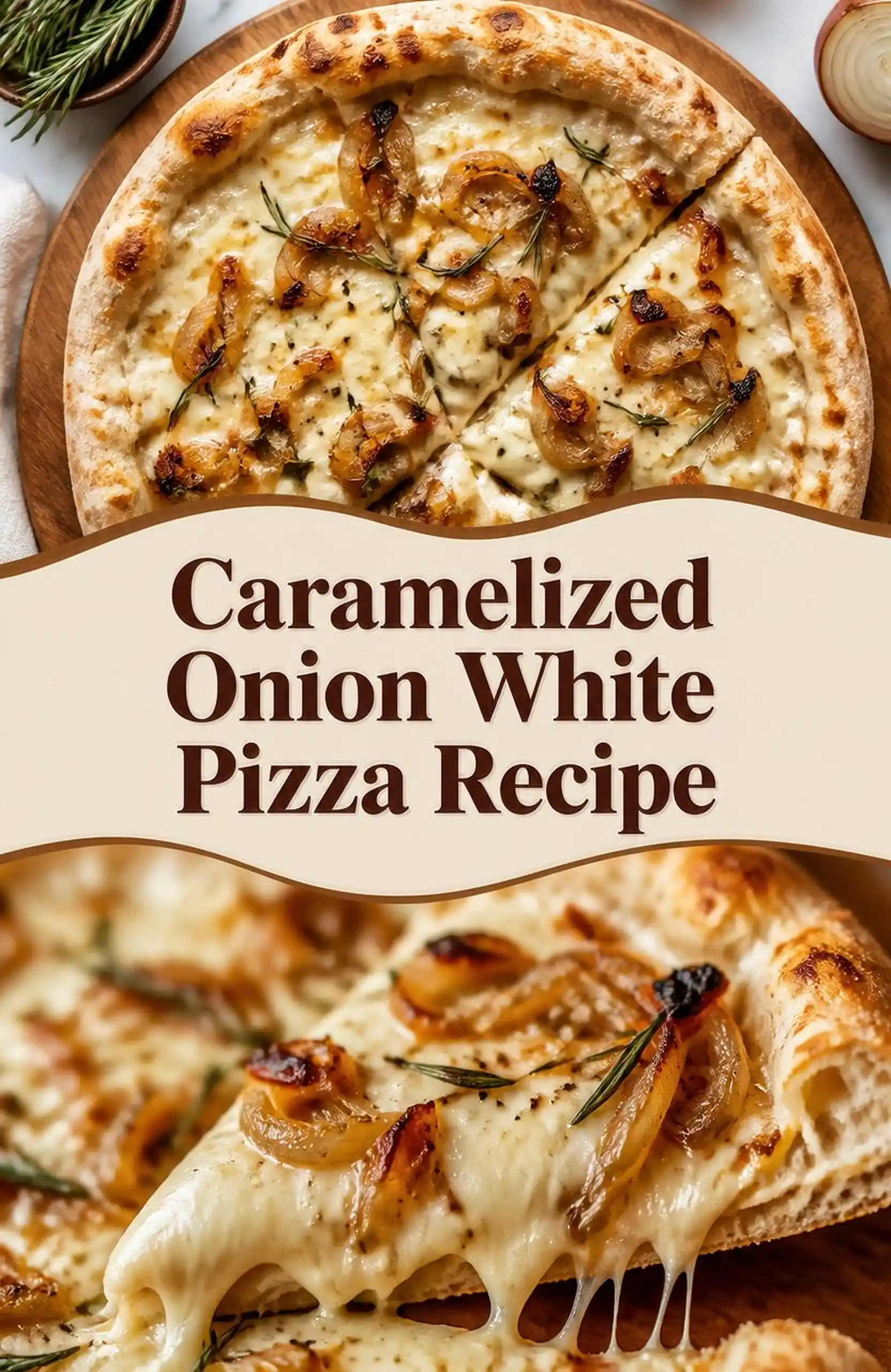 Caramelized Onion White Pizza Recipe - save this recipe pin for later