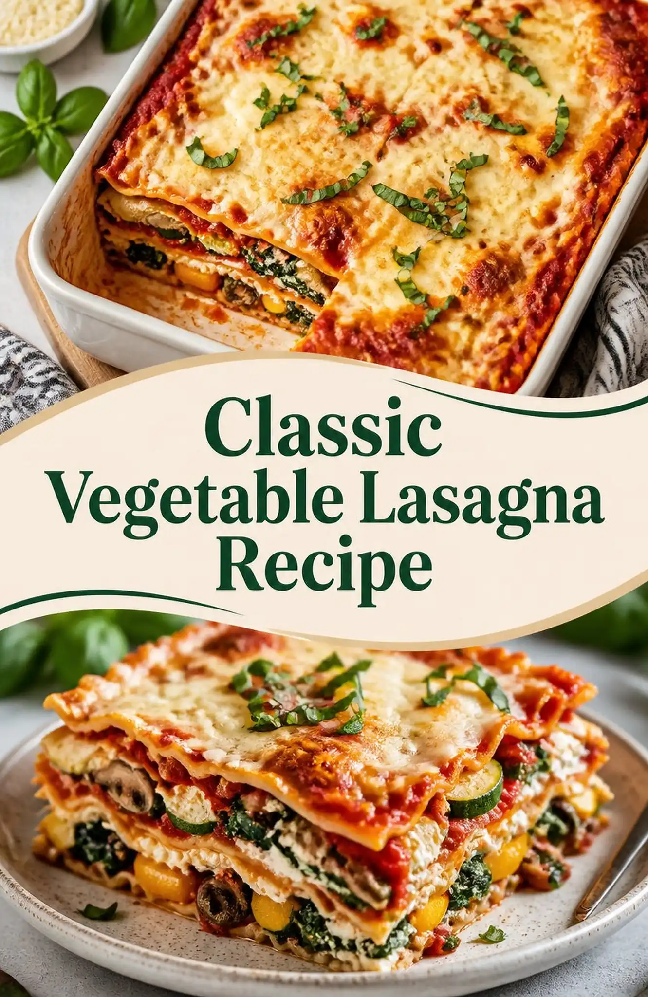 Classic Vegetable Lasagna Recipe - save this recipe pin for later