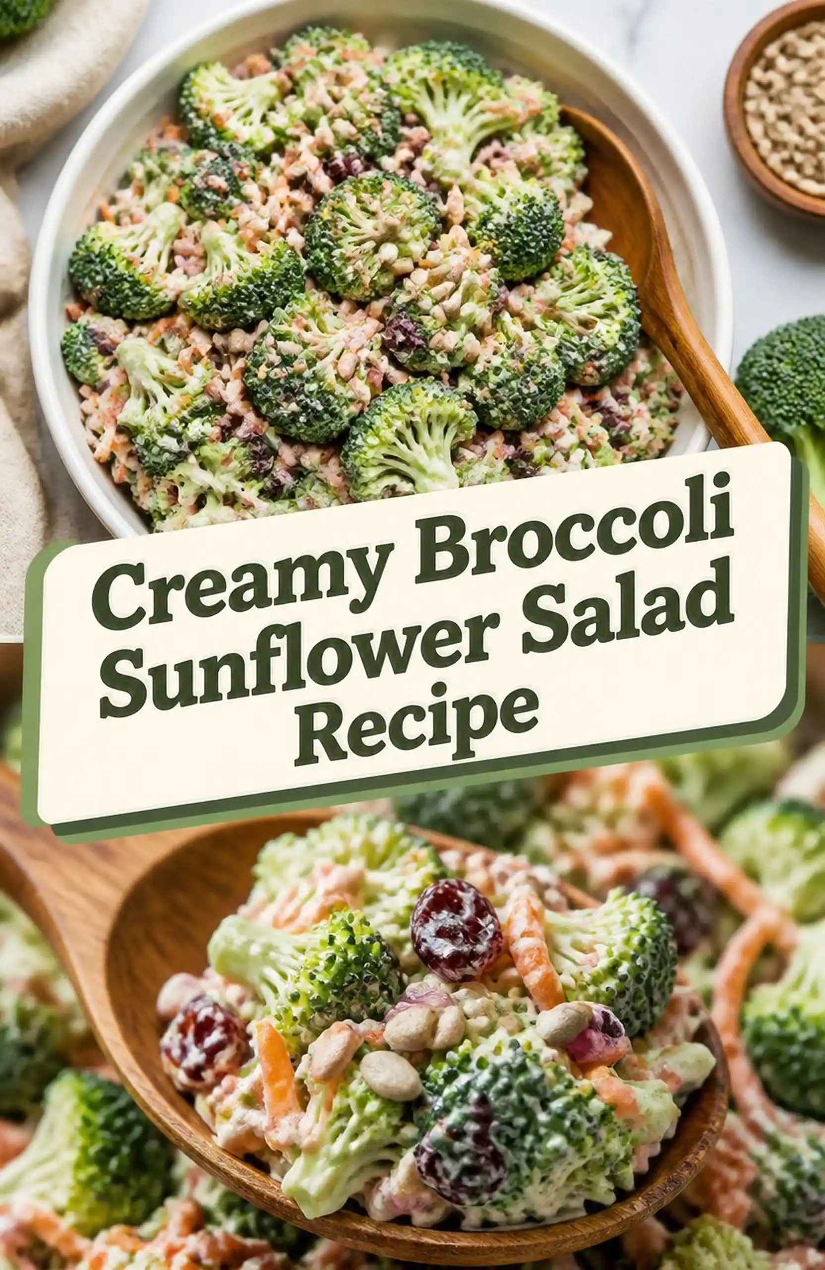 Creamy Broccoli Sunflower Salad Recipe - close-up of the finished dish