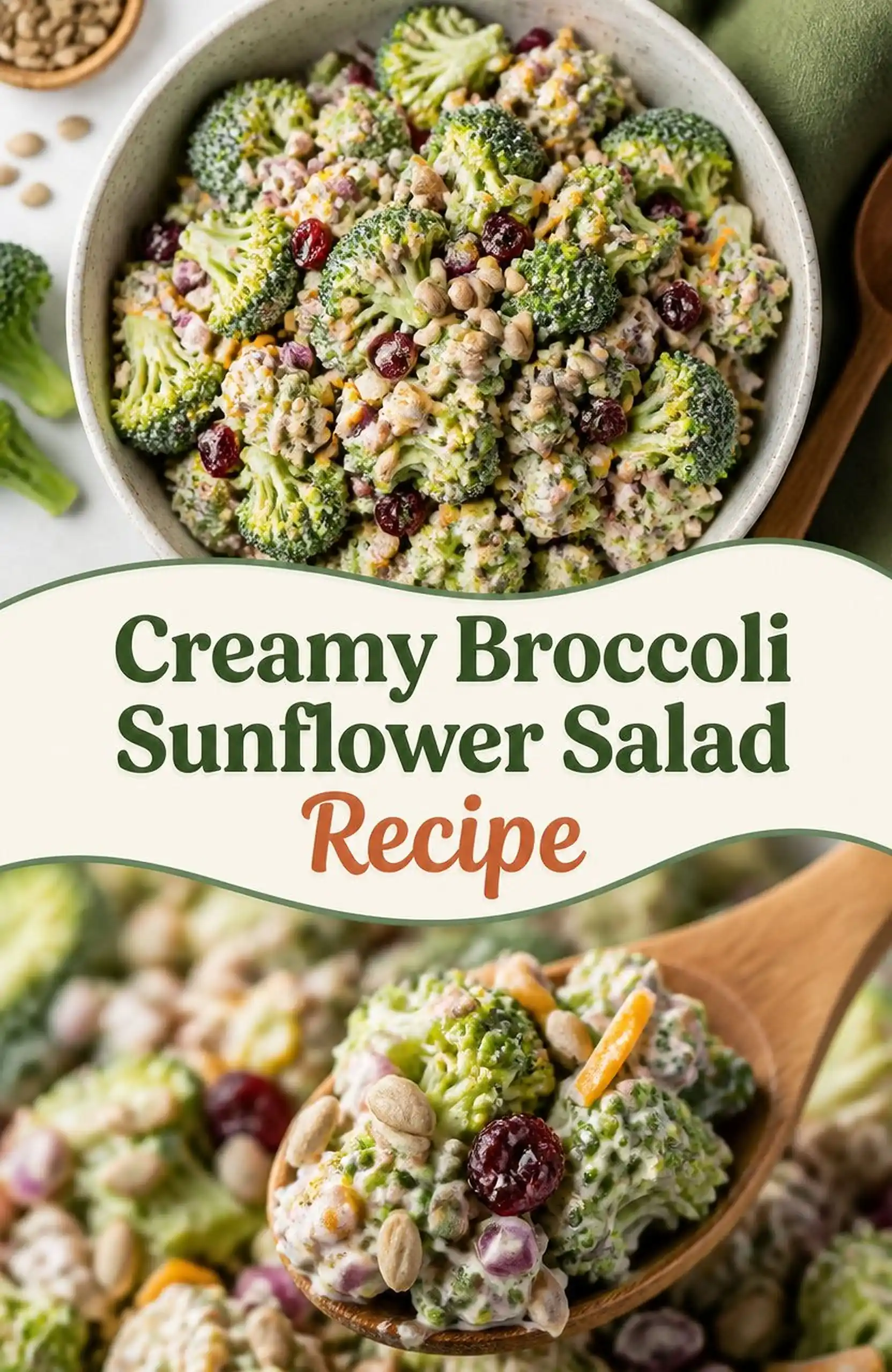 Creamy Broccoli Sunflower Salad Recipe - save this recipe pin for later
