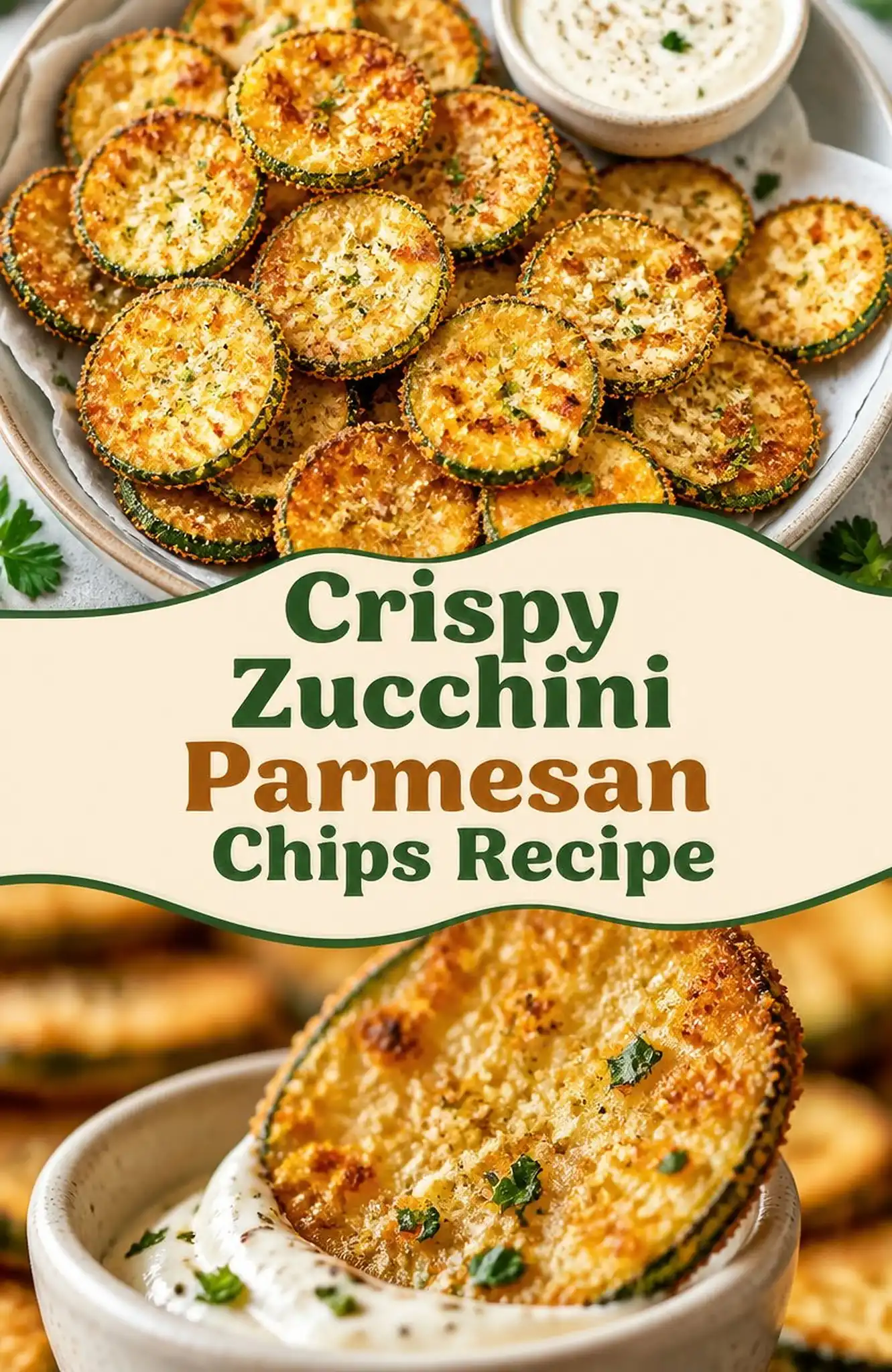 Crispy Zucchini Parmesan Chips Recipe - save this recipe pin for later