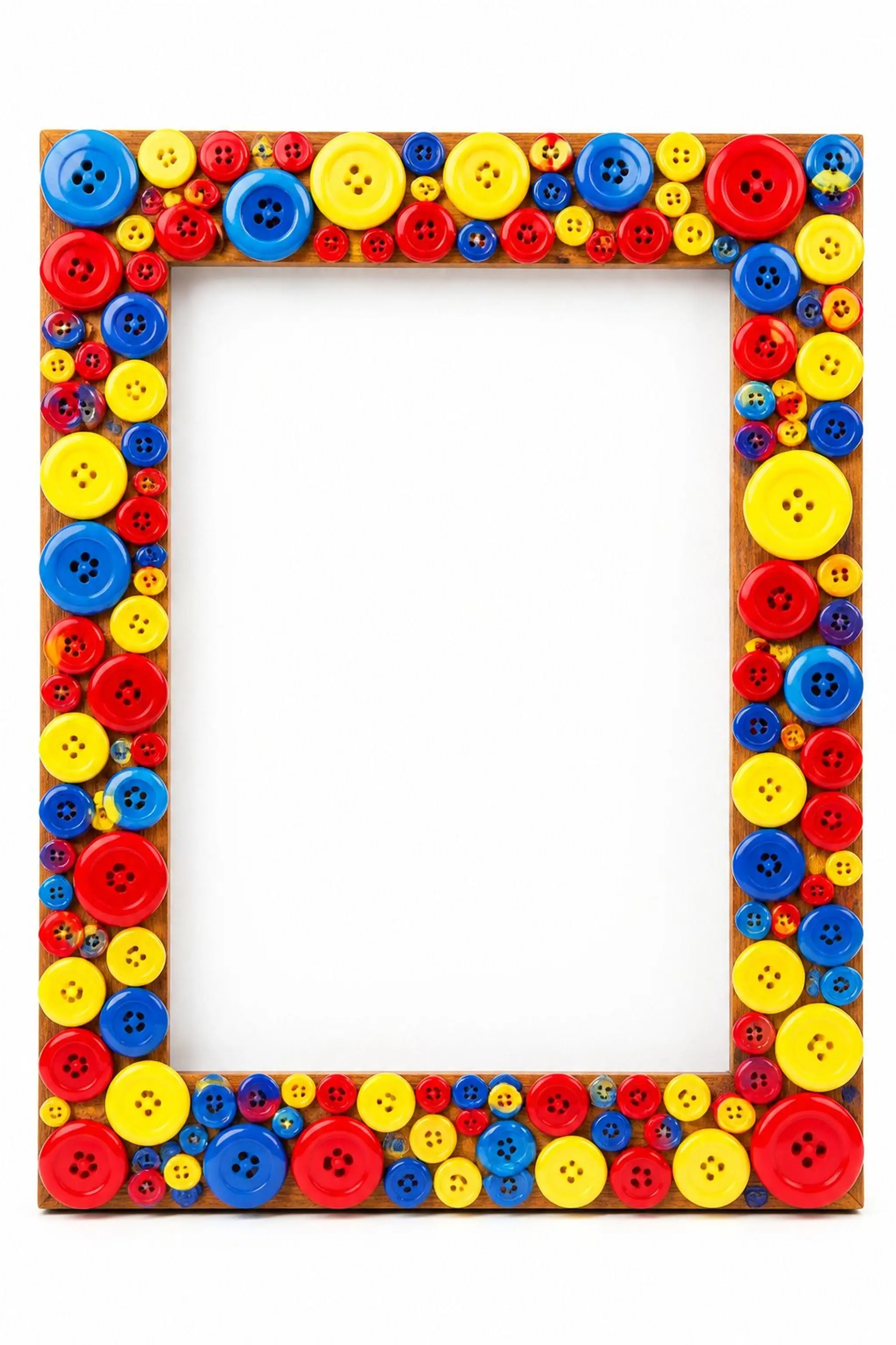 Construct button-covered picture frames
