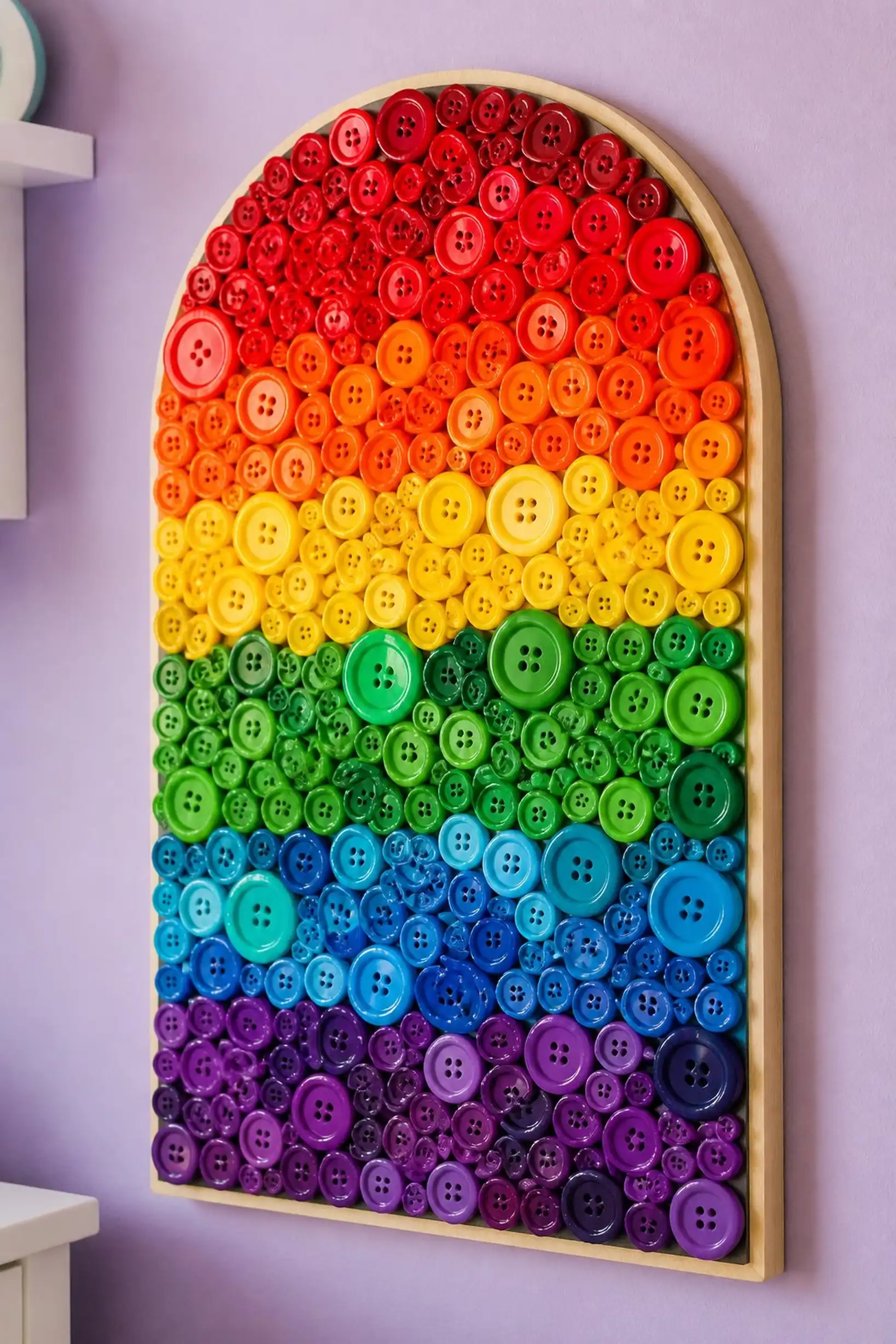 Create a button rainbow wall hanging