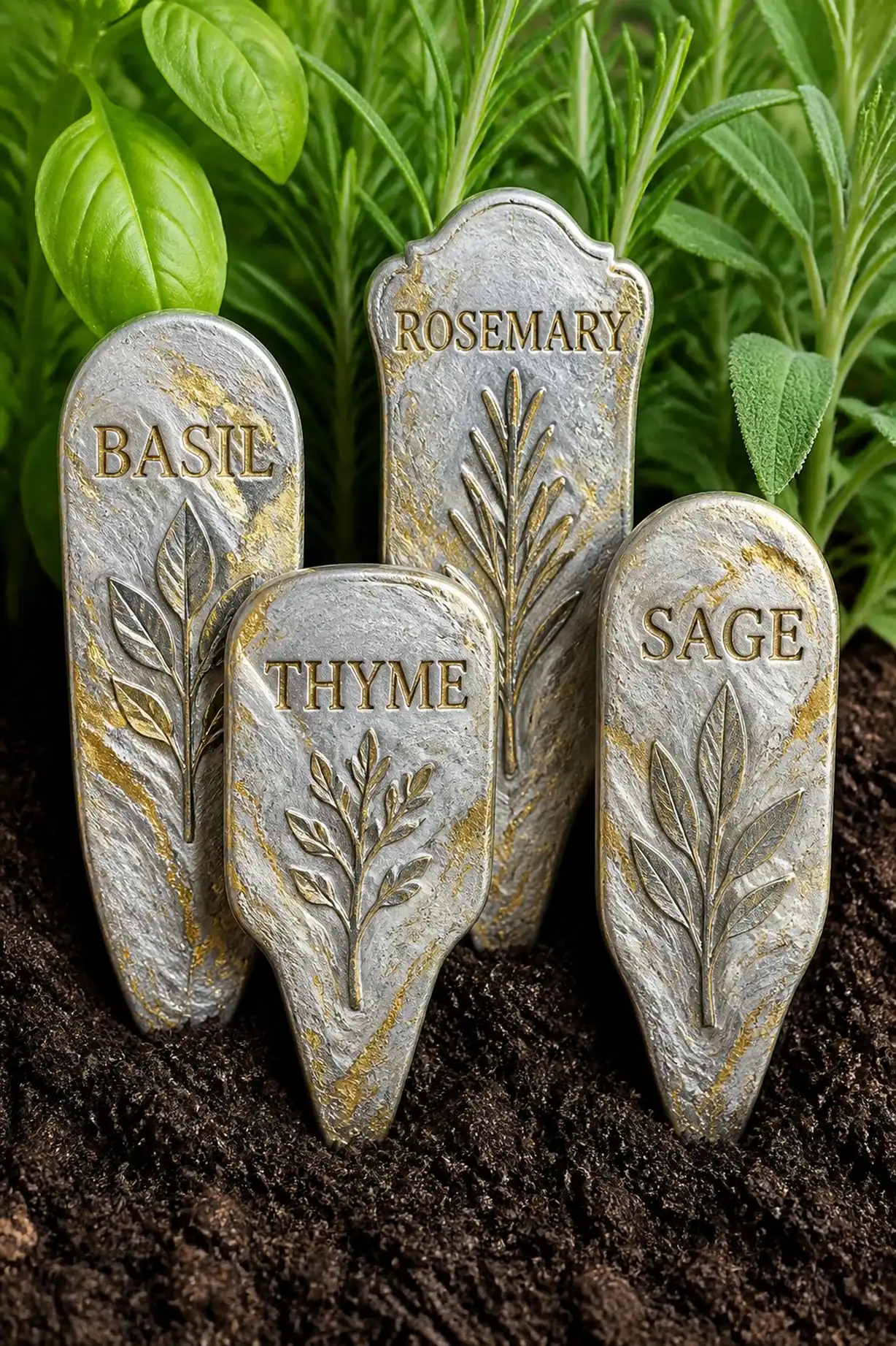 Mixing metallic clay for shimmering garden tags