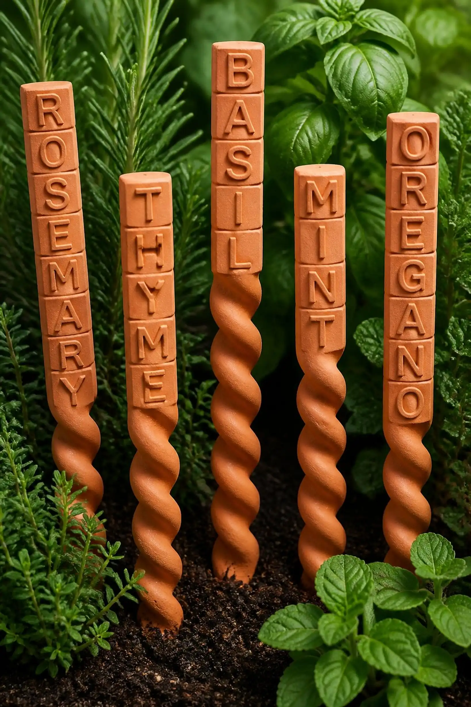 Textured coil markers with embedded letter blocks