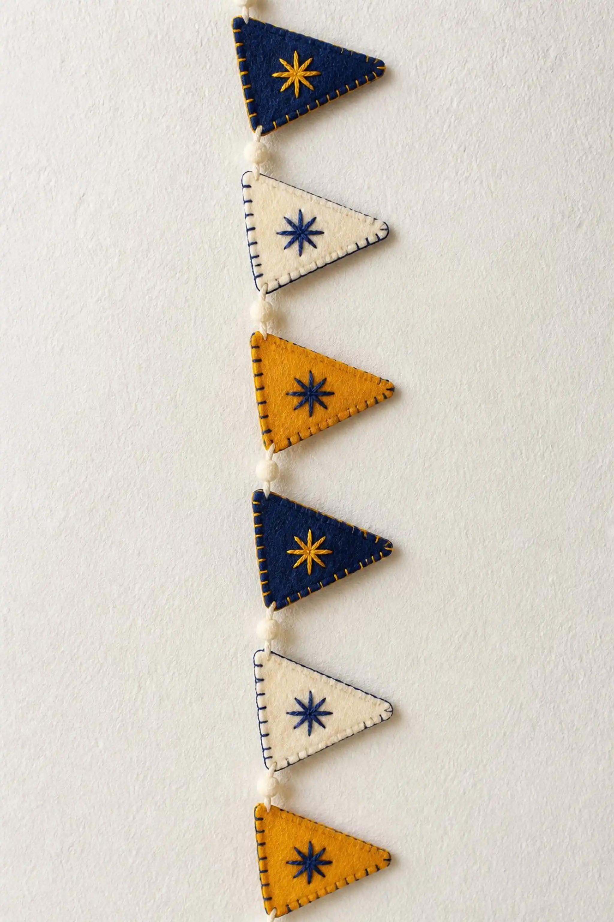 Mini felt pennants with embroidered details