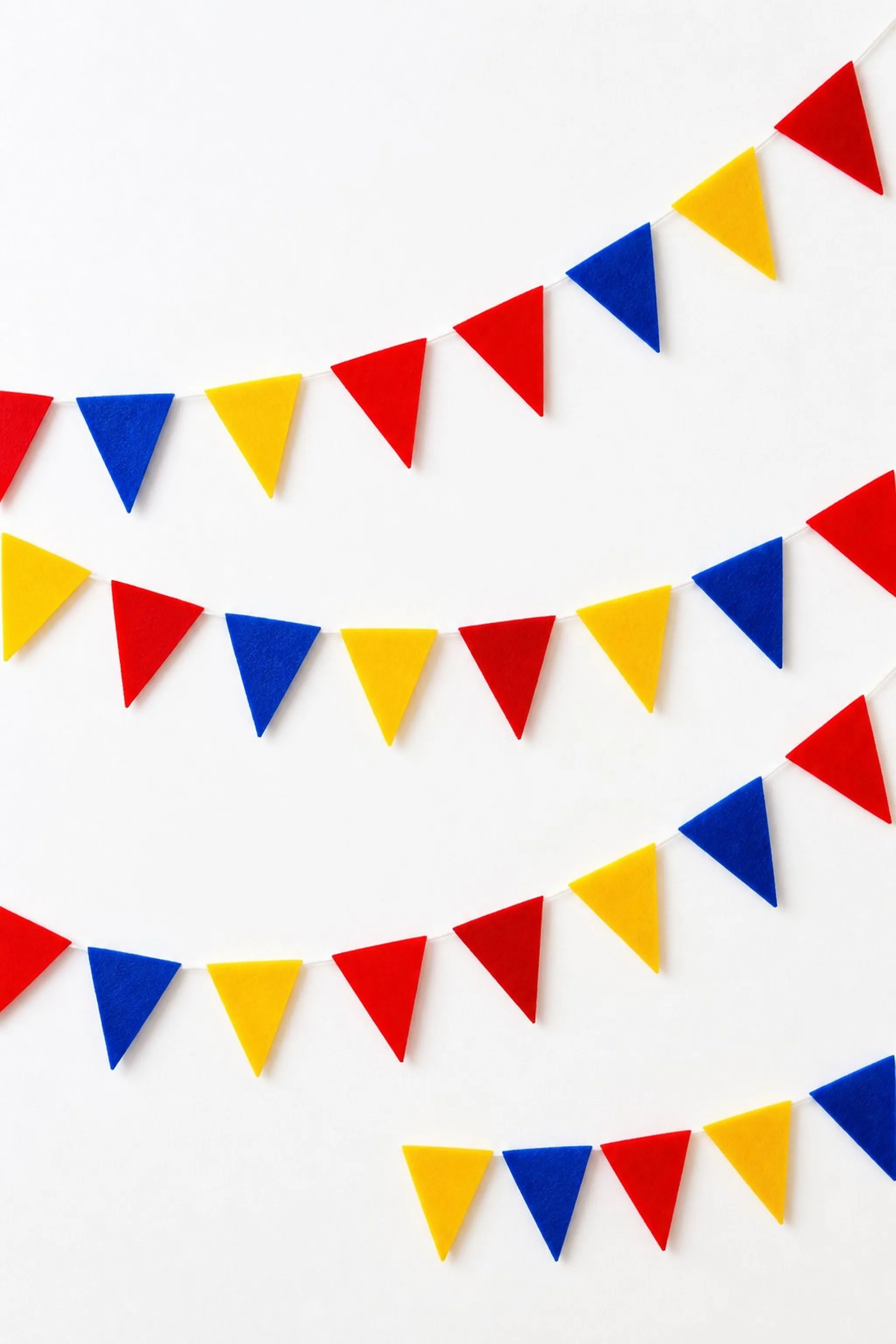 Miniature felt bunting in bright festival colors