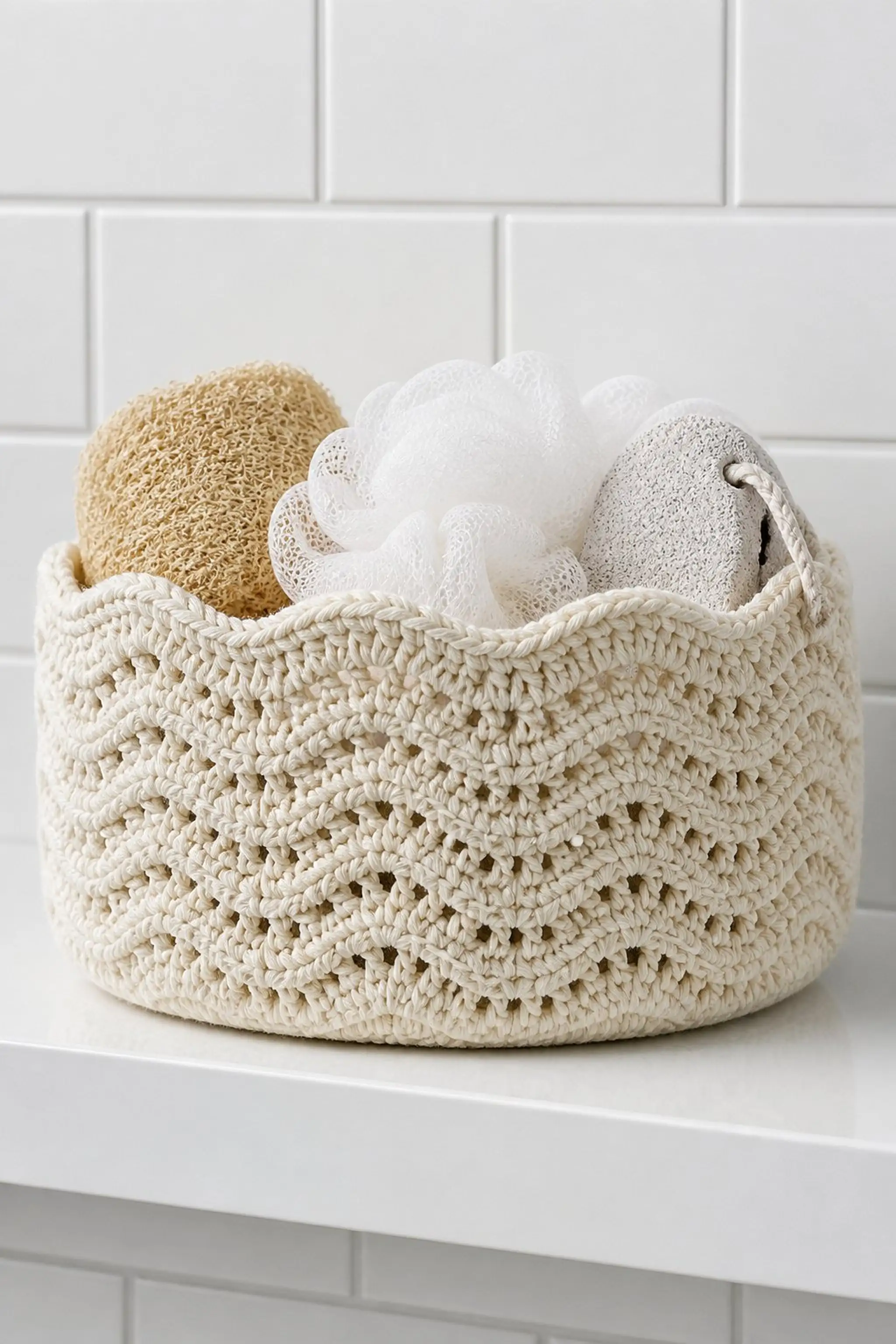 Crochet basket with soft cotton yarn