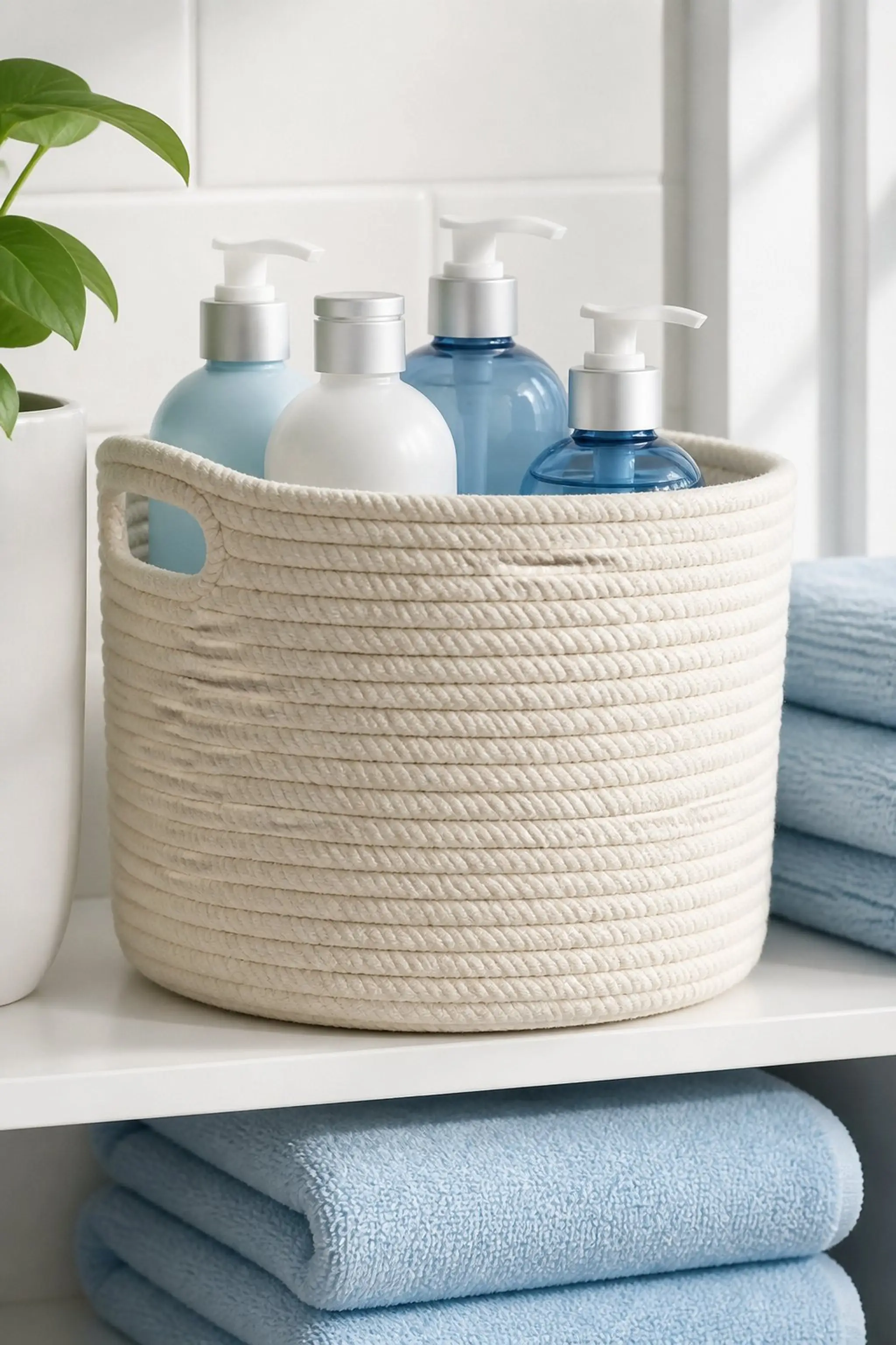 Woven Rope Basket adds natural texture
