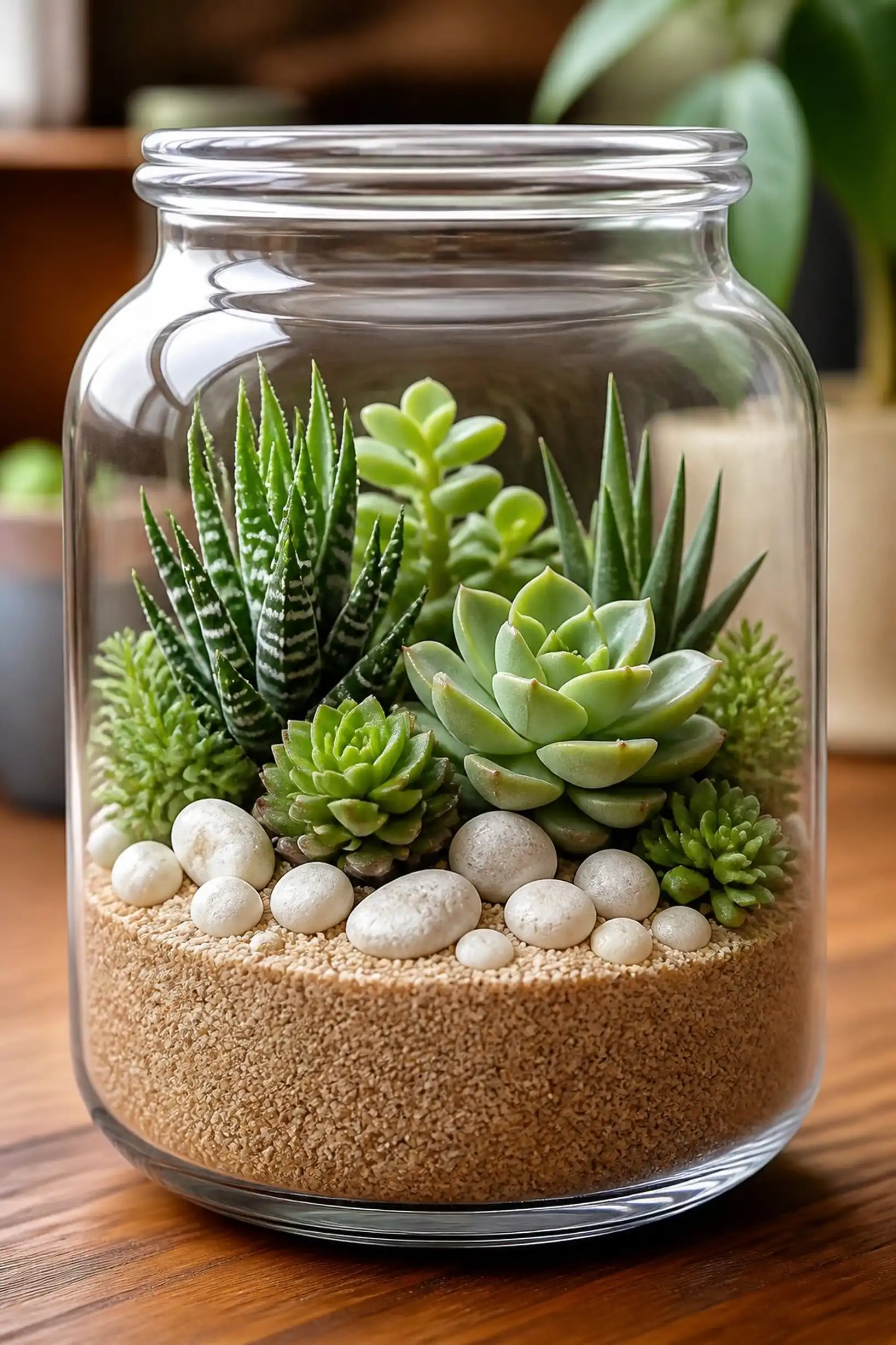 Mini desert landscape with succulents and sand