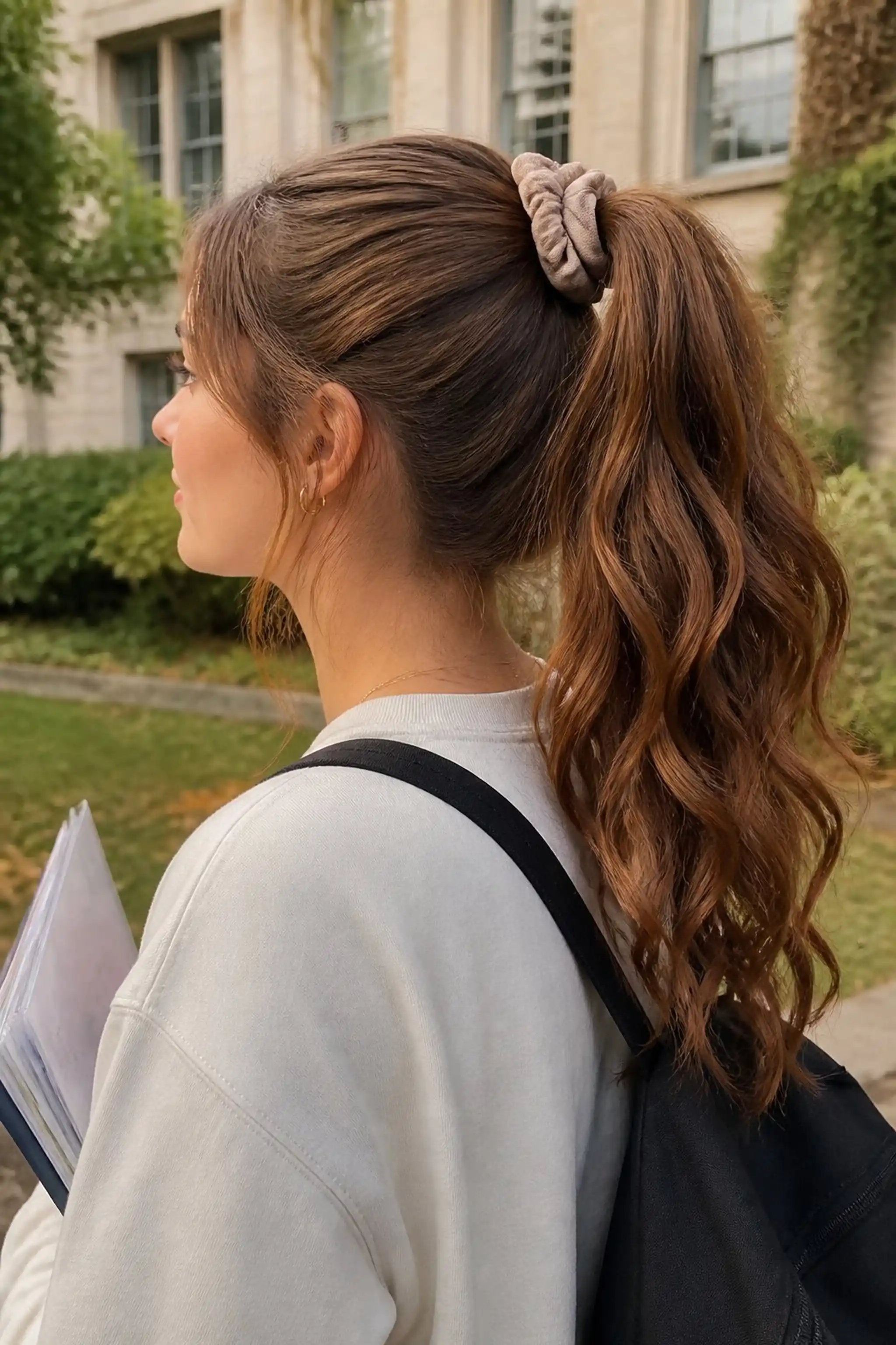 High Ponytail With Textured Waves
