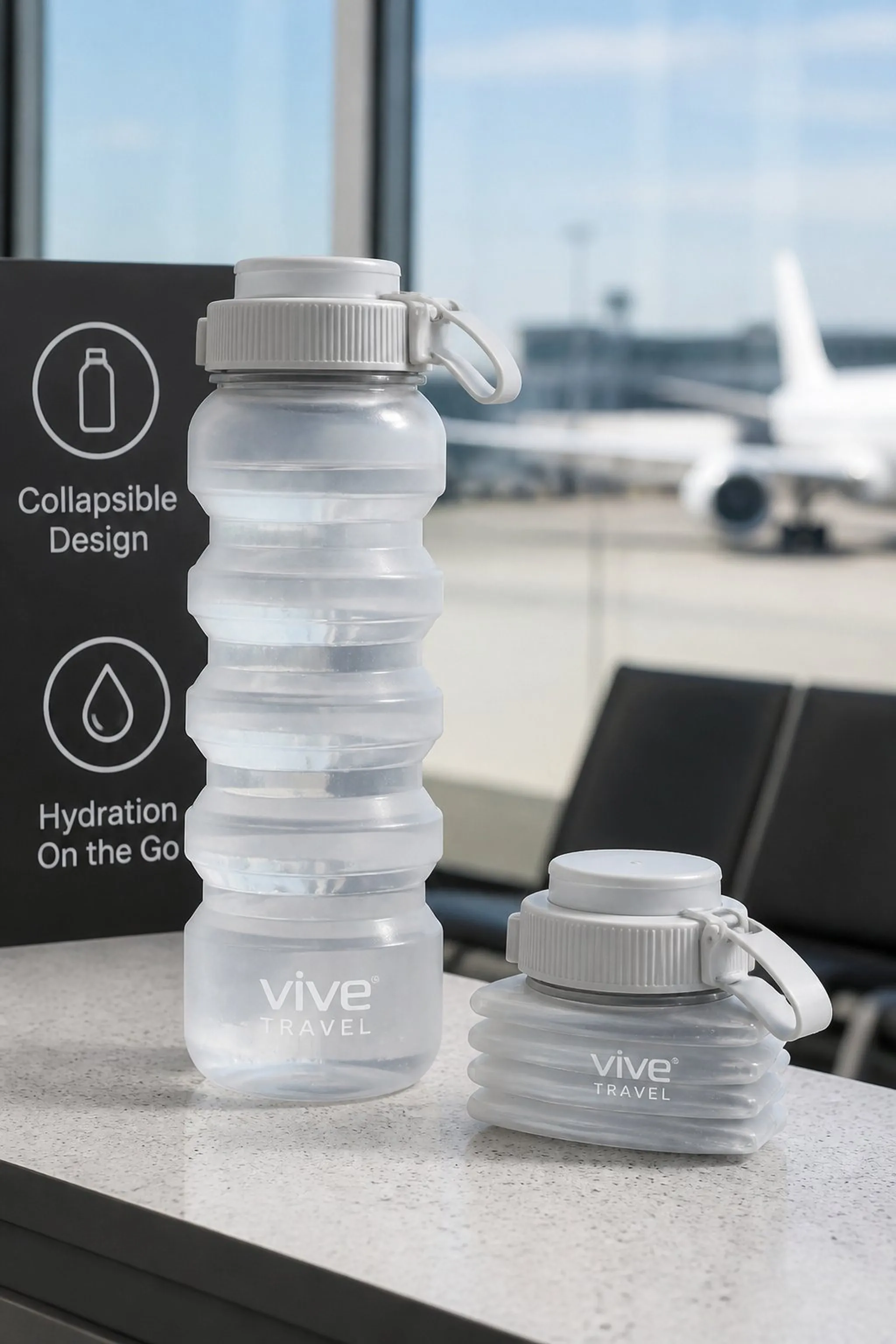 Collapsible water bottle stays hydrated without bulk