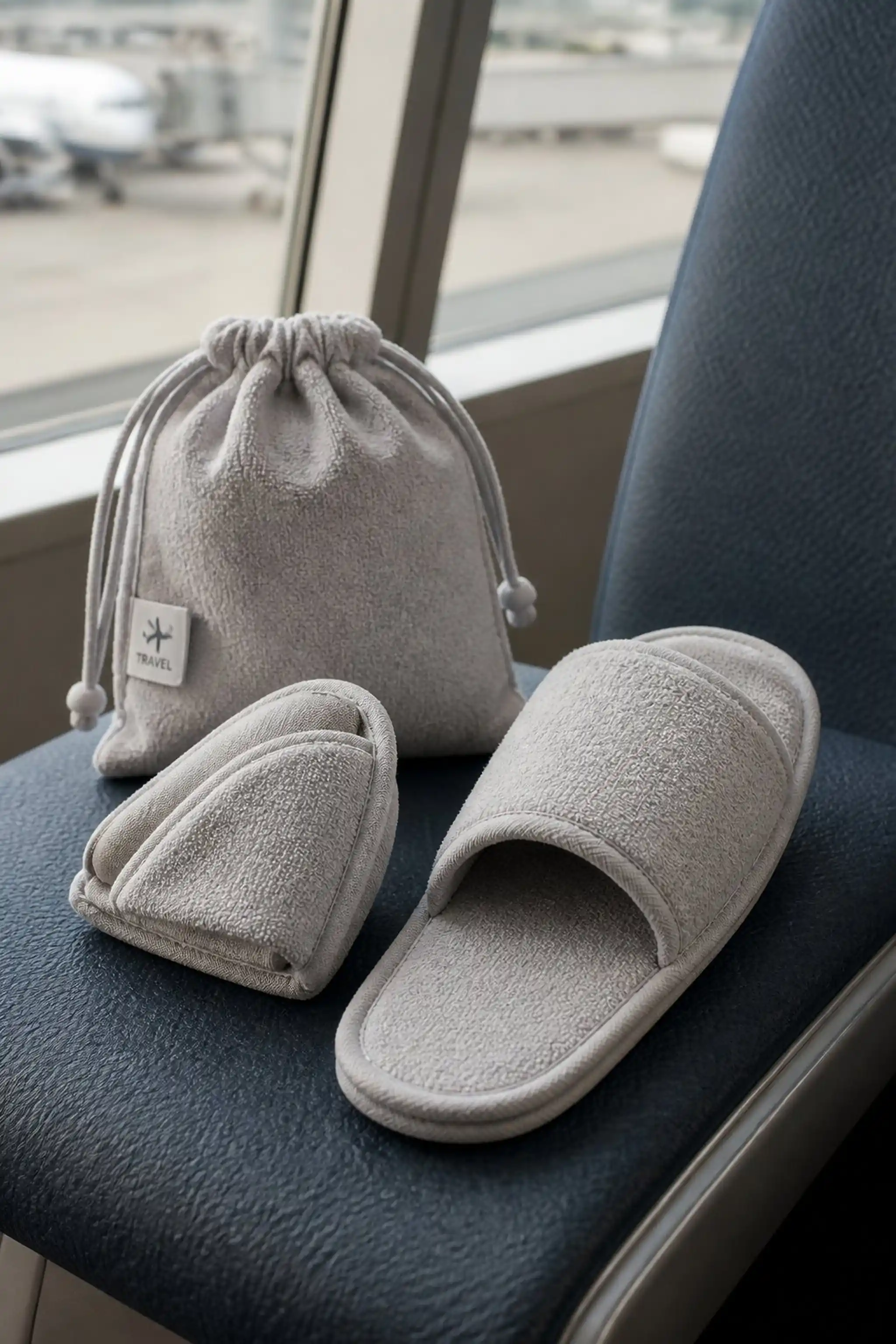Foldable travel slippers for comfort on hard floors