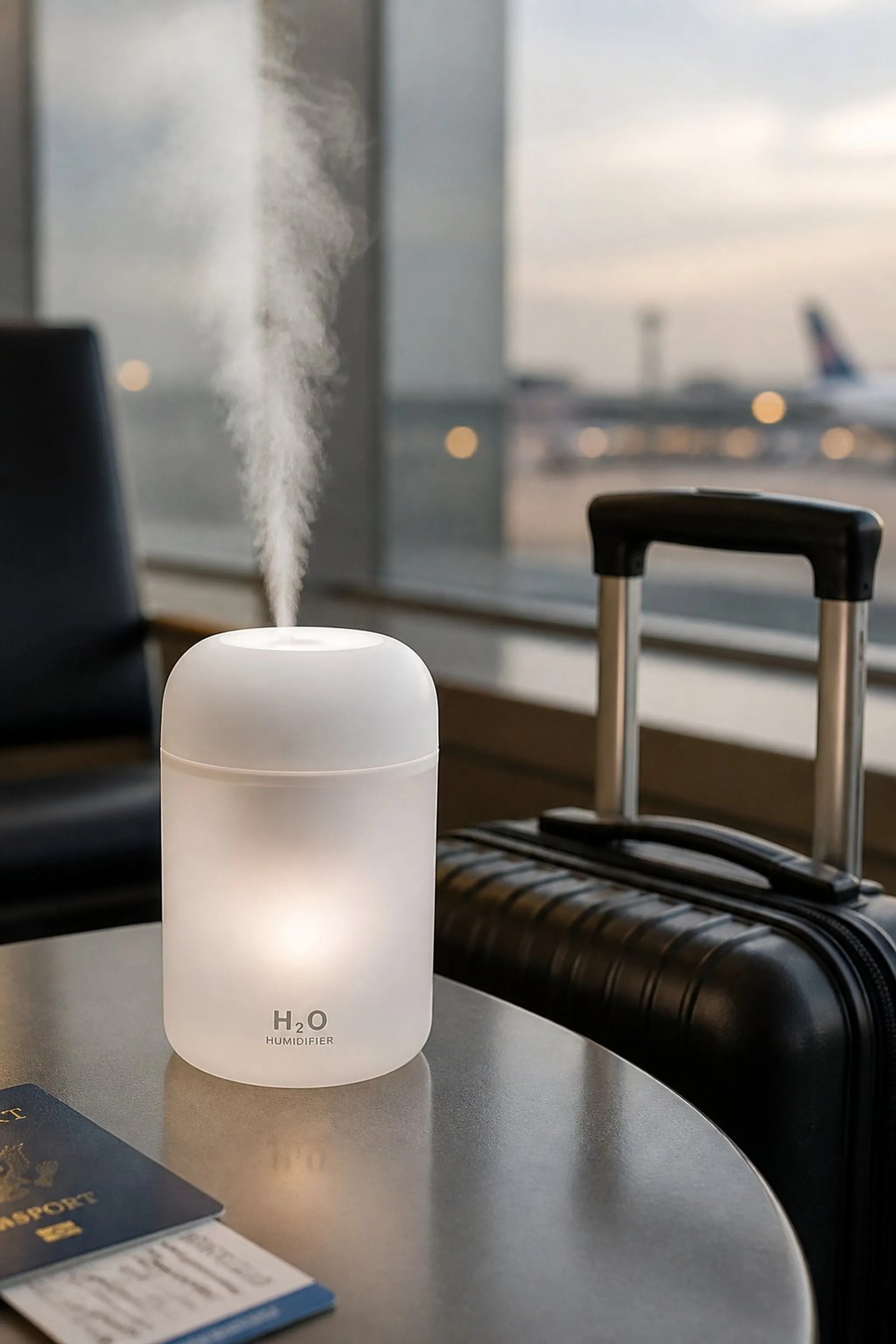 Mini humidifier refreshes dry terminal air