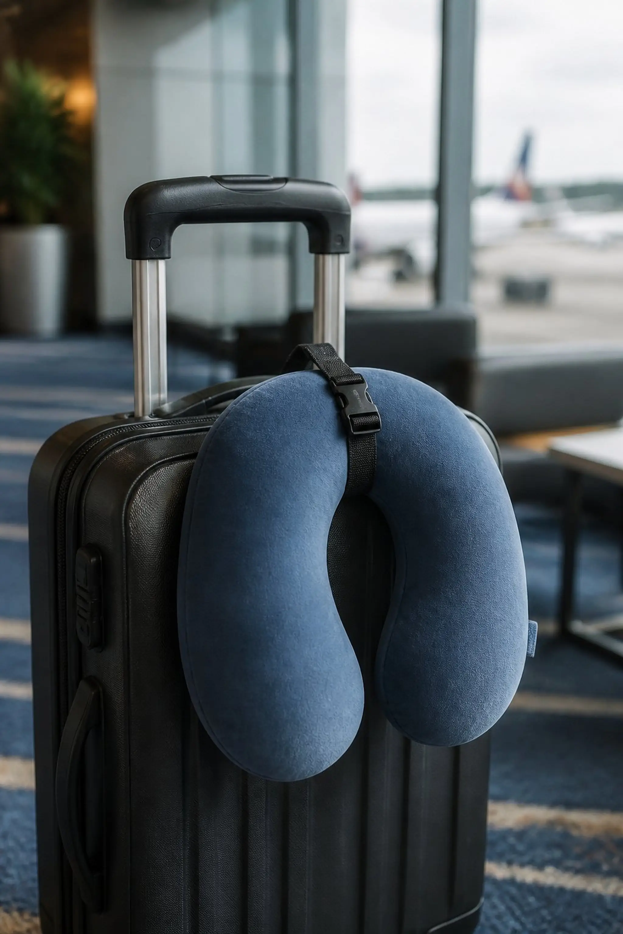 Travel neck pillow with memory foam support