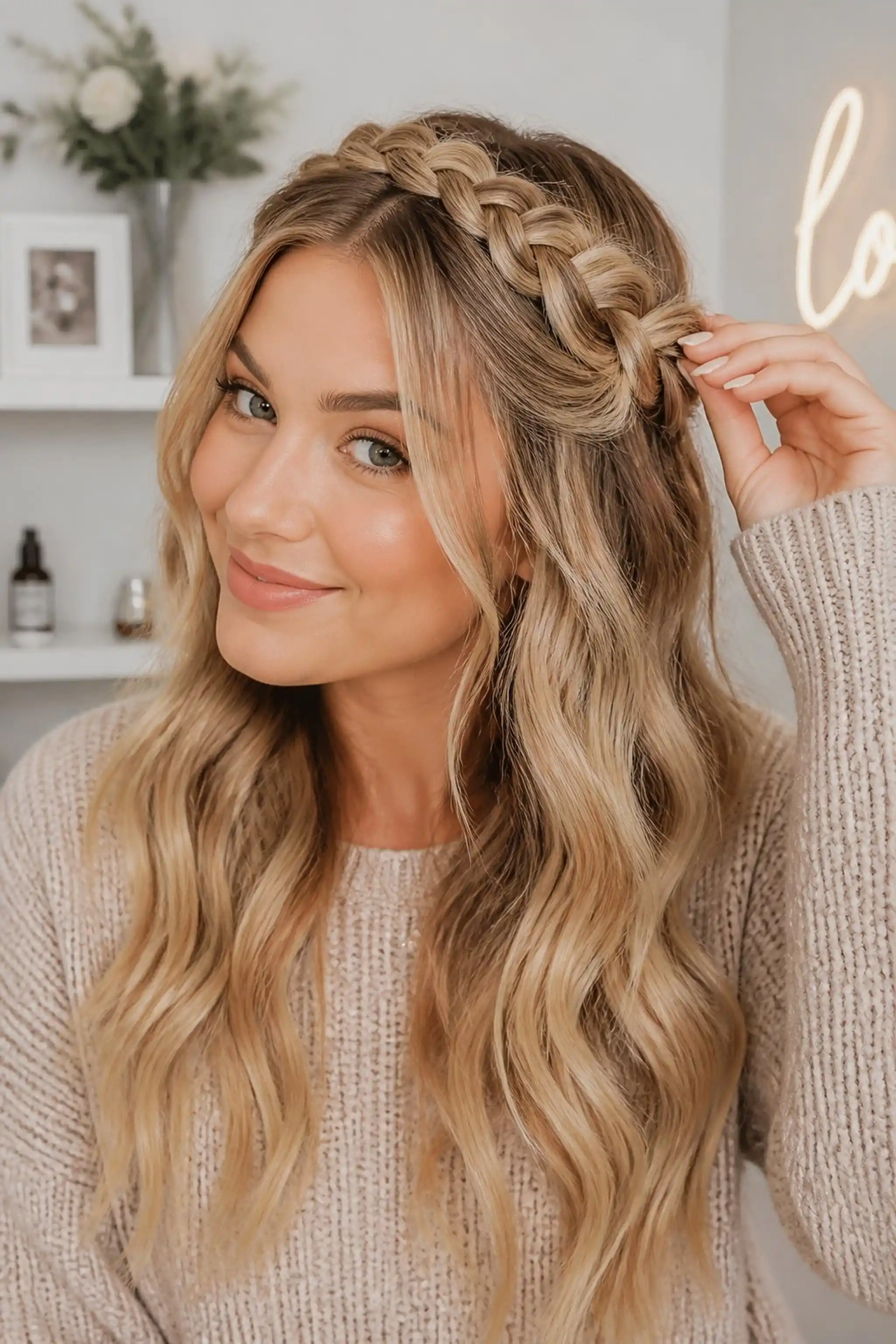 Messy Braided Crown To Keep Hair Up