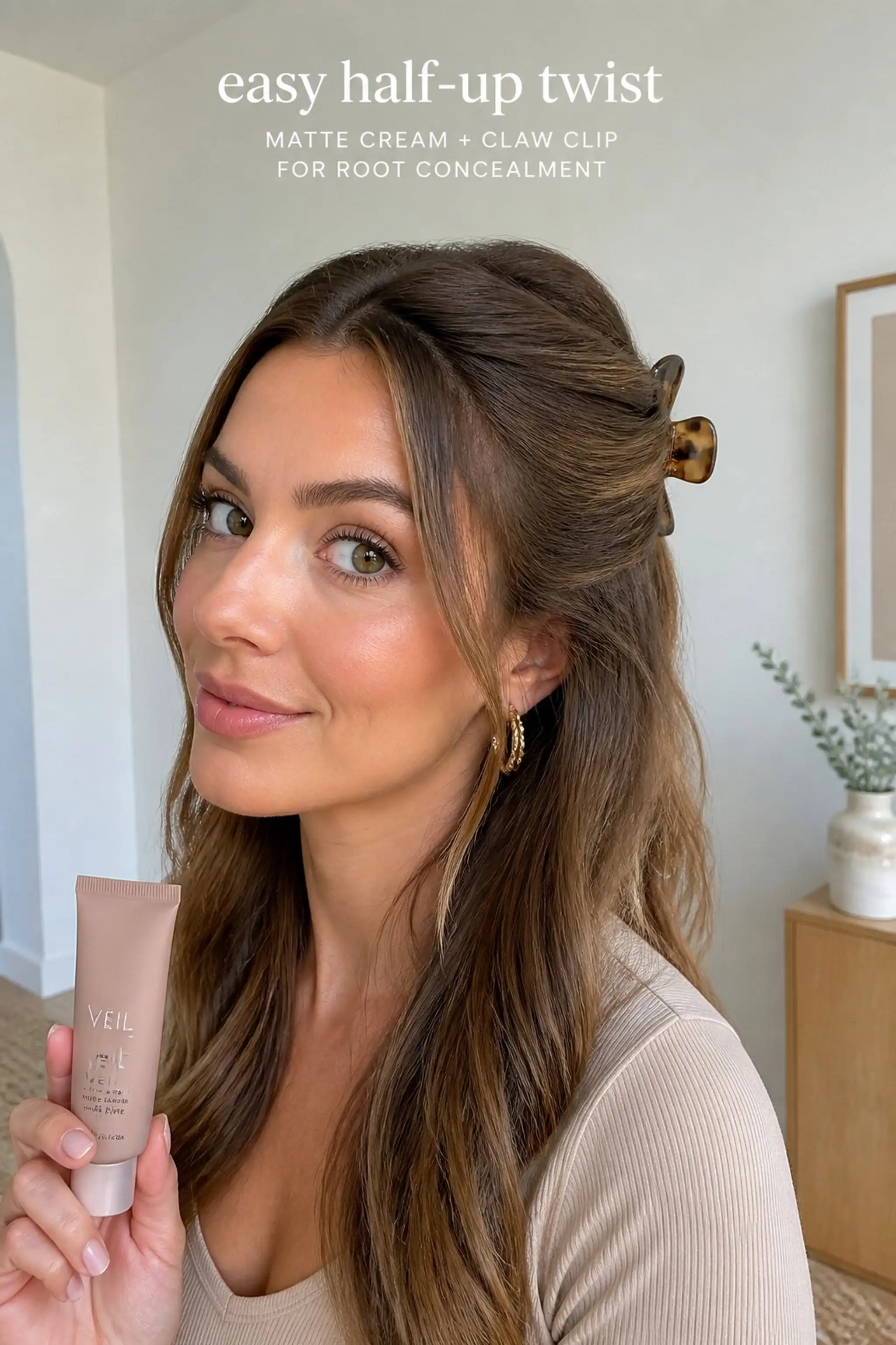 Half-Up Twist Hides Oily Roots Instantly