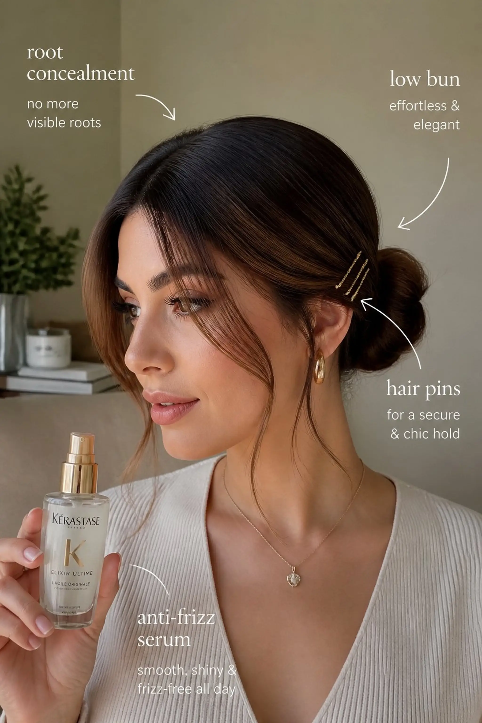 Side Parted Low Bun With Face-Framing Strands