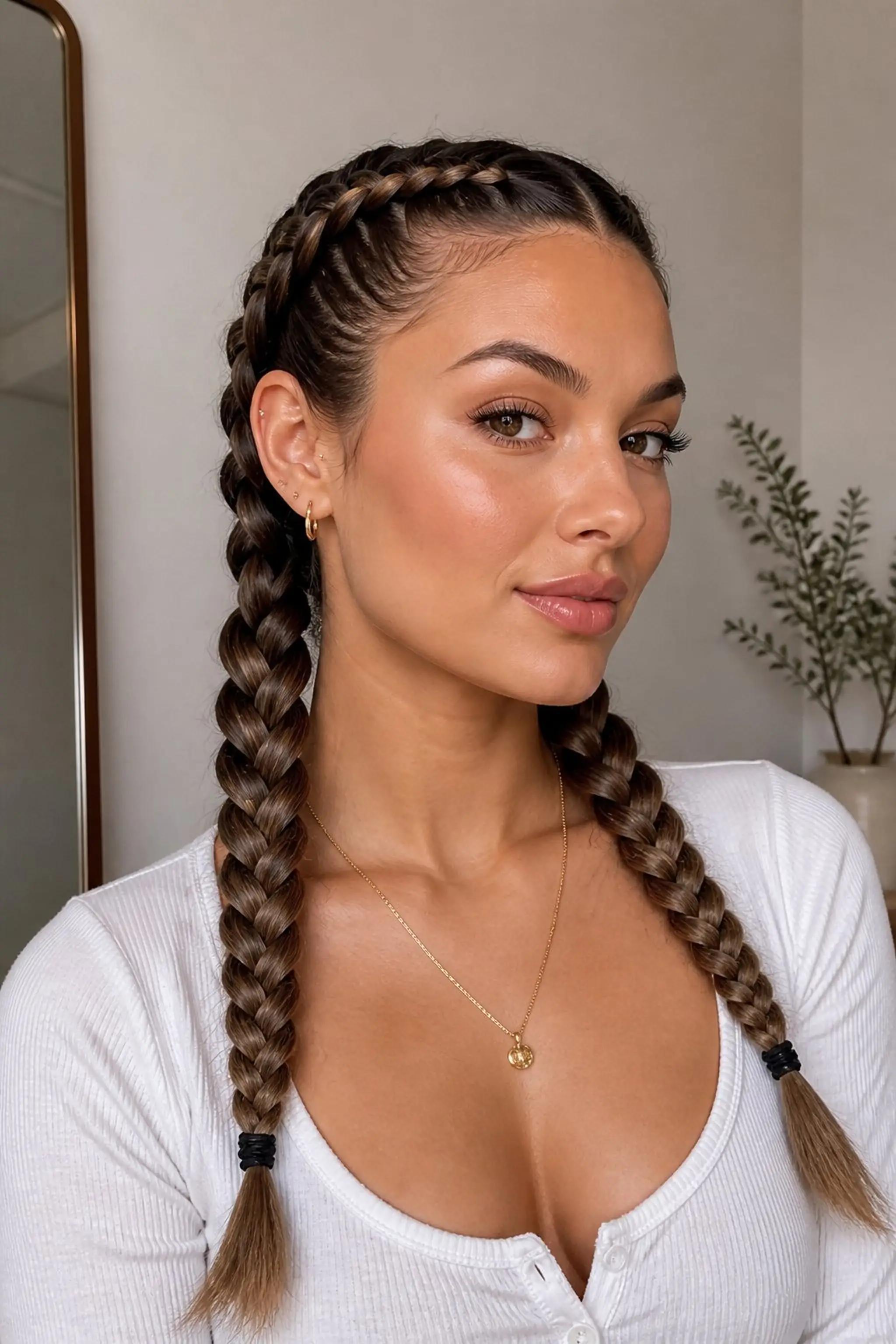 Twisted Double French Braids Cap Oiliness