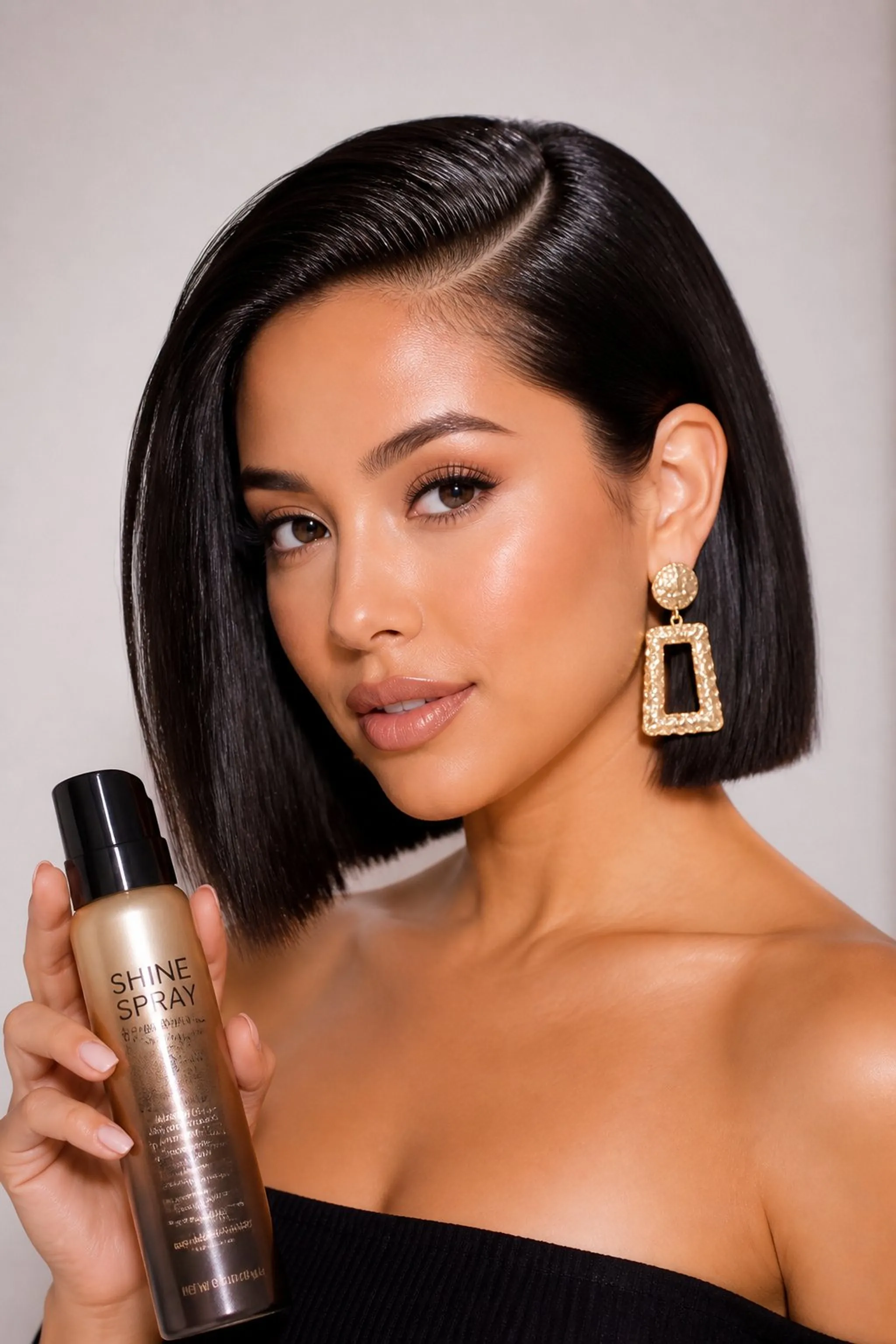 Blunt Bob with Side Part Puts Earrings Front and Center