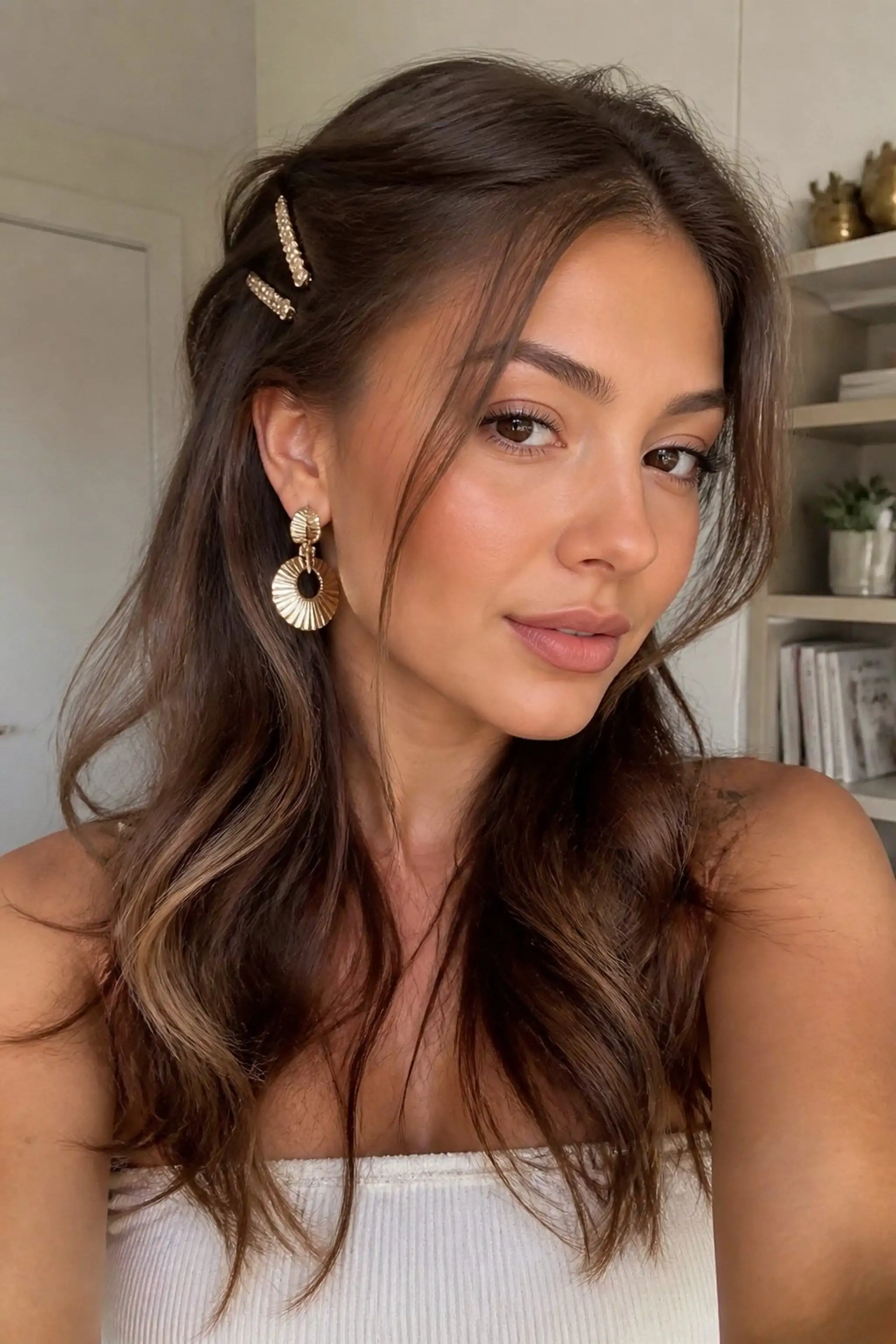 Pinned Back Layers Offer Casual Glam for Earrings