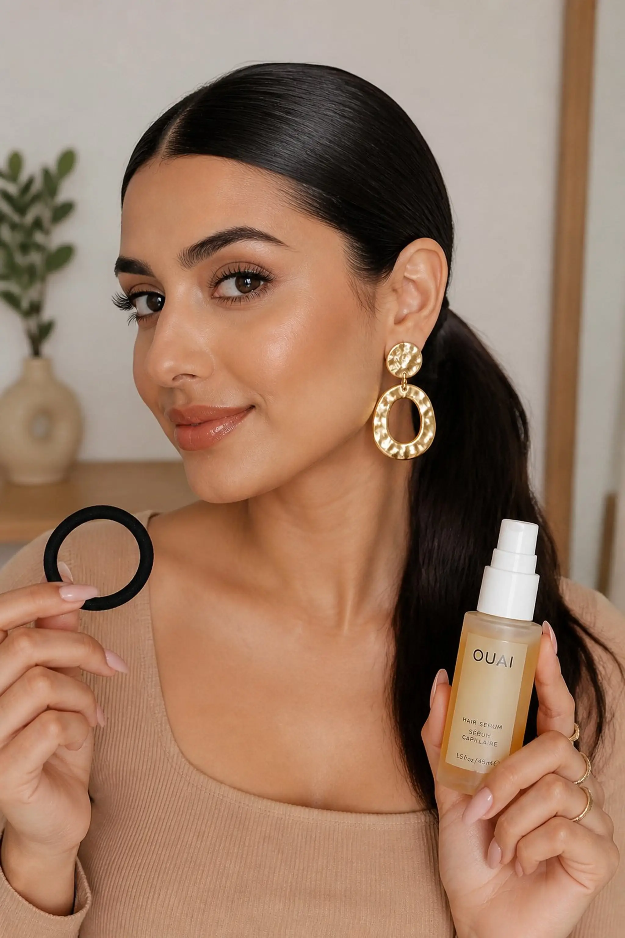 Sleek Low Ponytail Highlights Earrings
