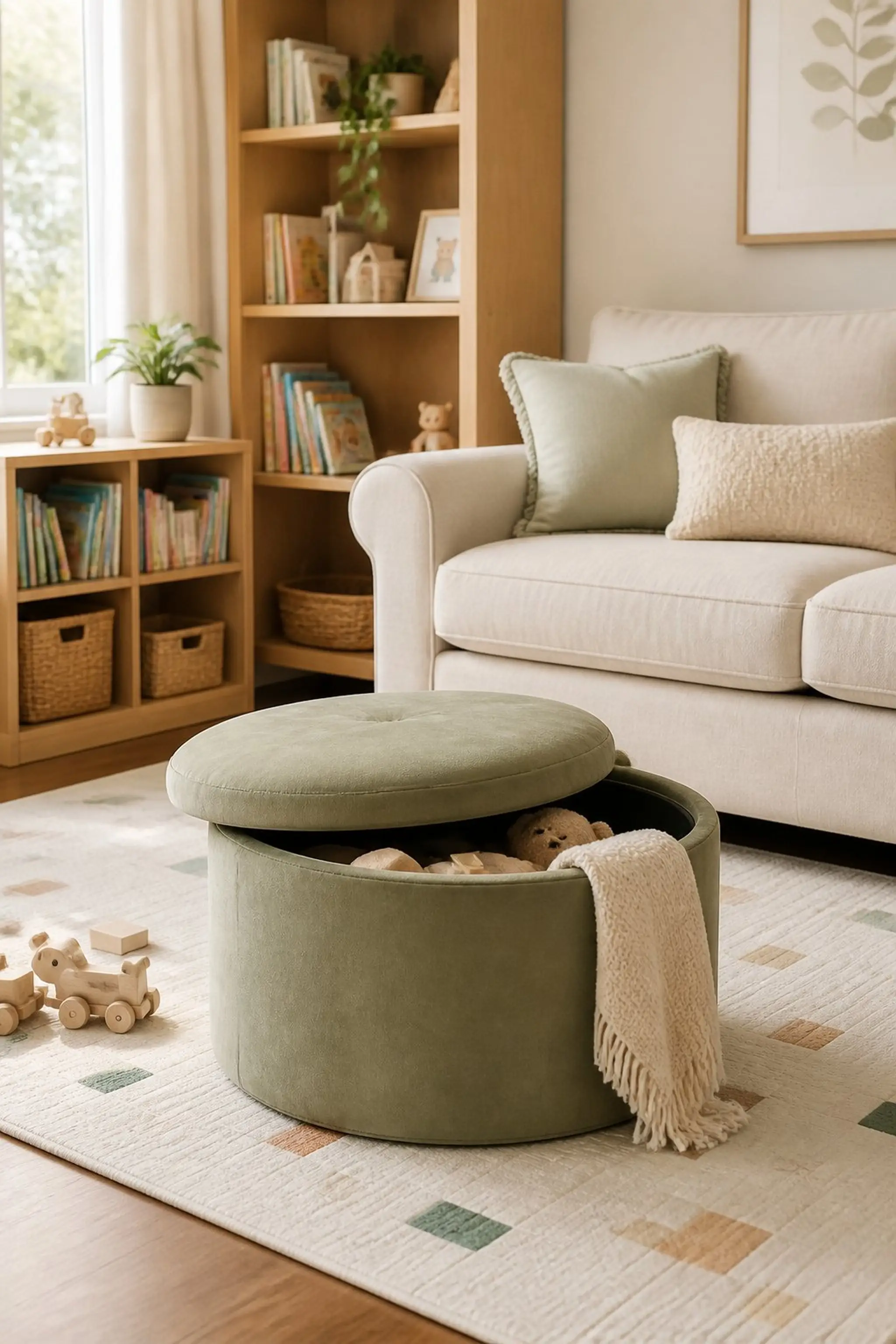 Ottoman with a secret storage compartment